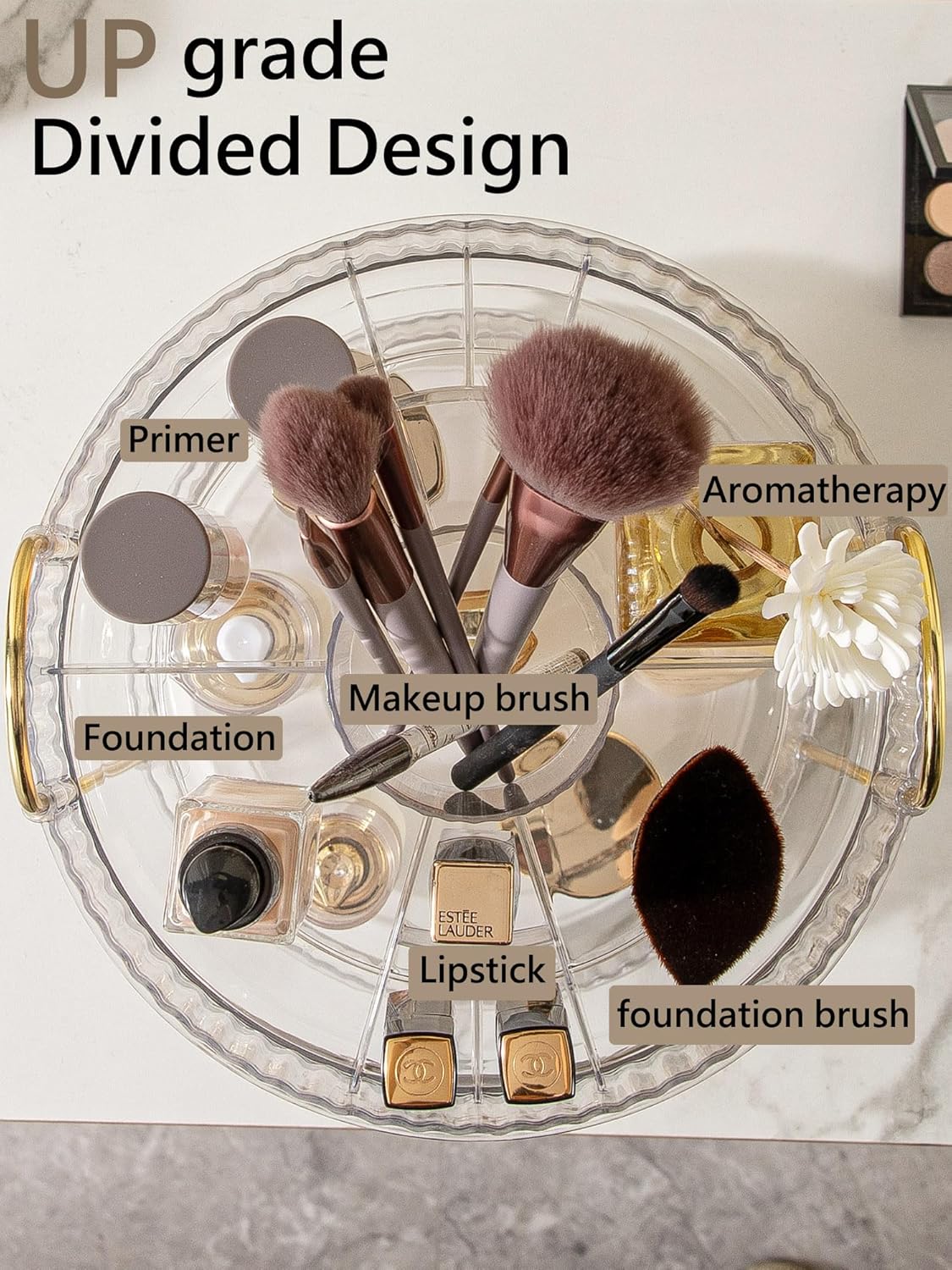 360 Rotating Makeup Organizer,3 Tier Large Capacity Make Up Organizers and Storage,Skincare Perfume Vanity Organizers,Bathroom Cosmetics Storage Organizer Countertop(Clear)