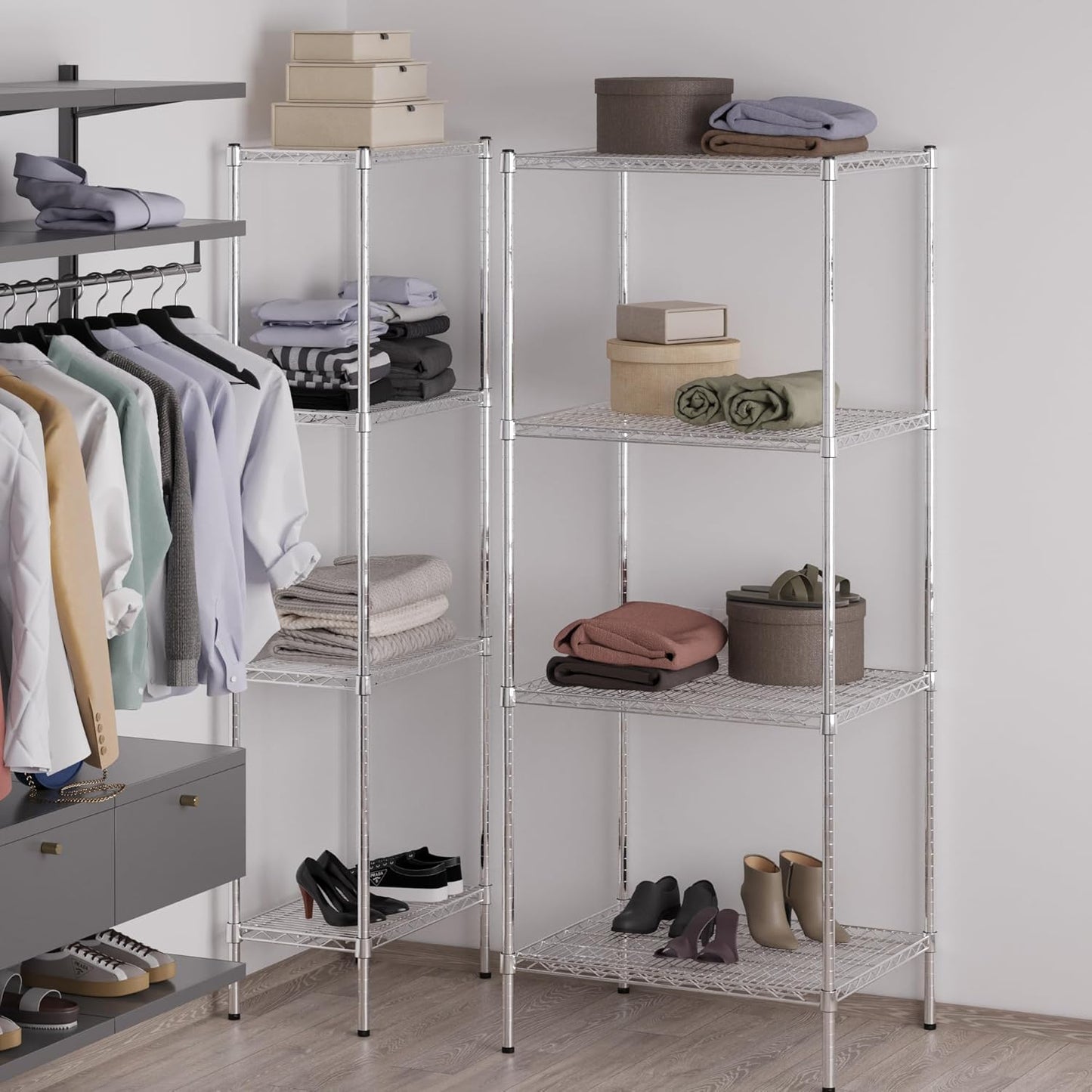 24" Deep x 30" Wide x 74" Height Wire Shelving Kit | 4-Tier | NSF Commercial Storage Rack Unit