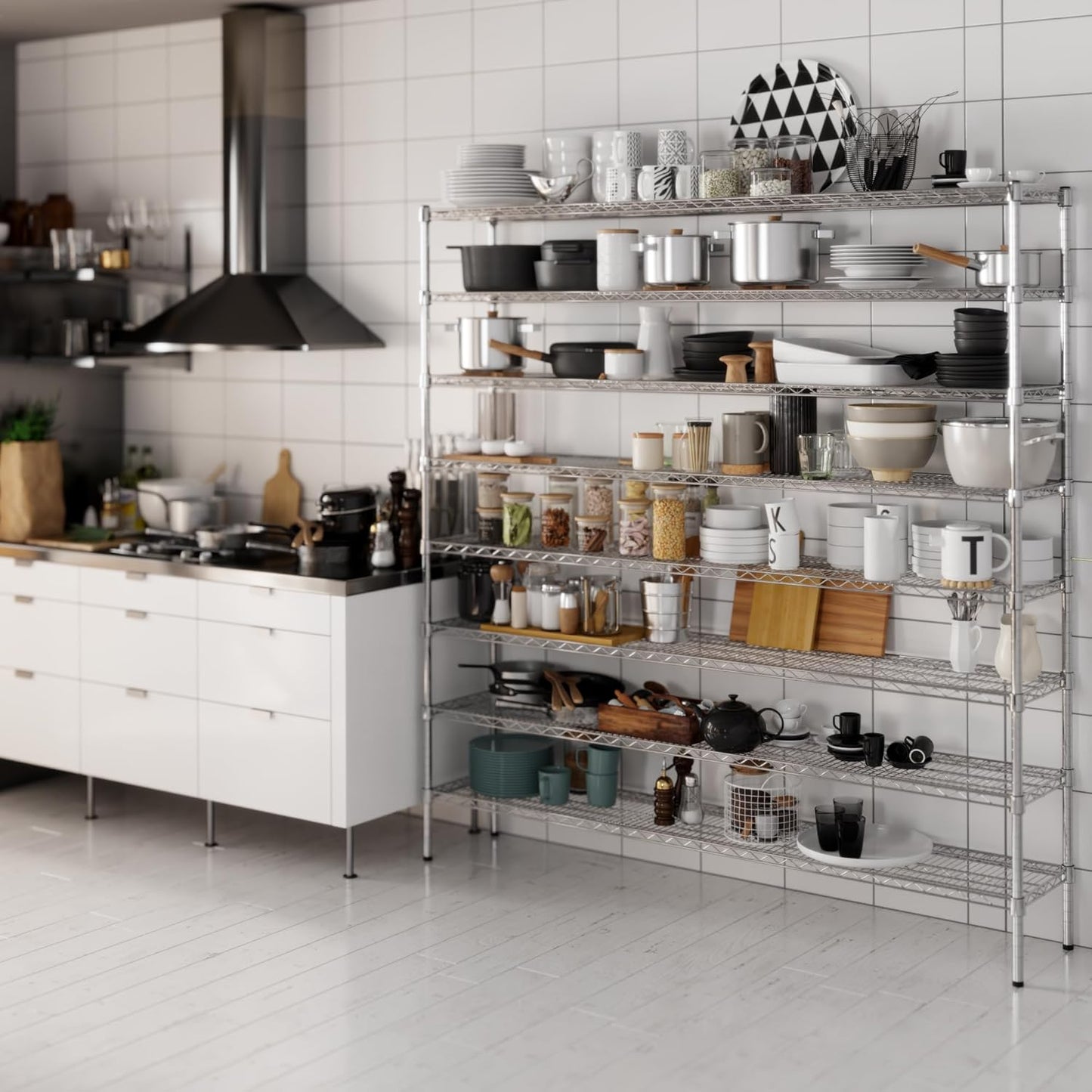 14" Deep x 72" Wide x 74" Height Wire Shelving Kit | 8-Tier | NSF Commercial Storage Rack Unit