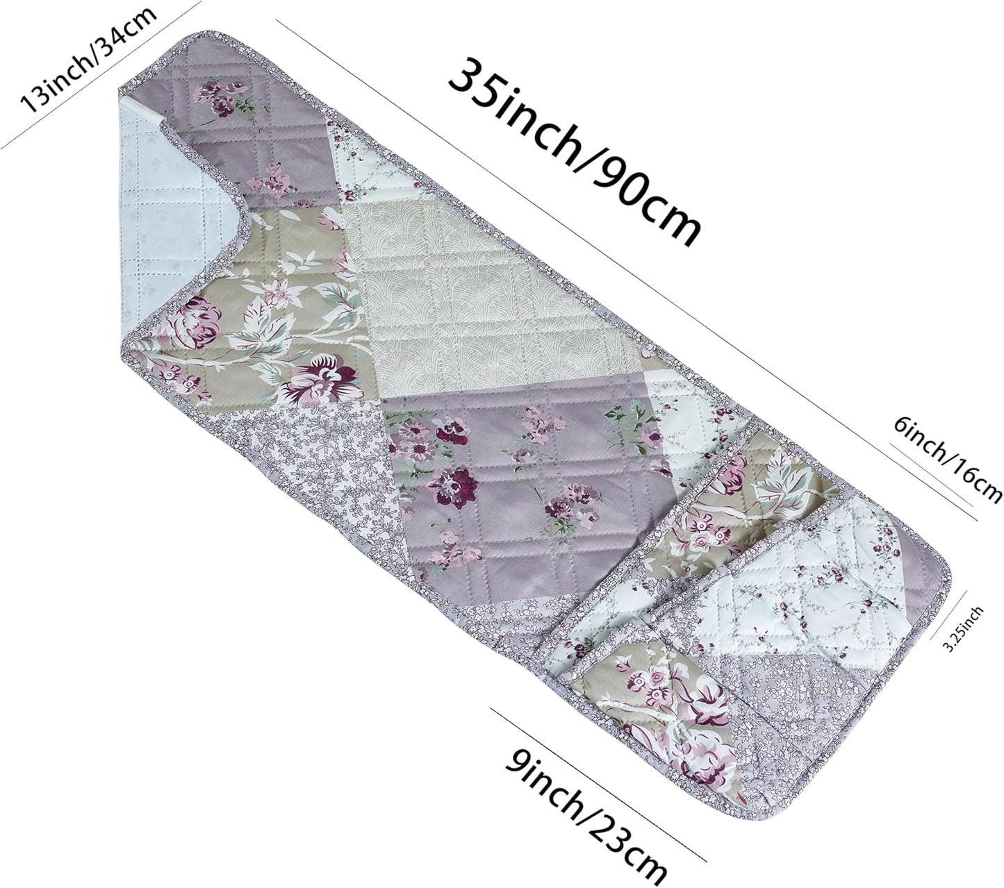 Brilliant Sunshine Lilac Rose Patchwork Couch Armrest 5 Pockets Organizer, Slip Resistant Recliner Armchair Caddy, Washable Remote Controls Holder, Storage for Magazine, Tablet, Phone, iPad, Lilac