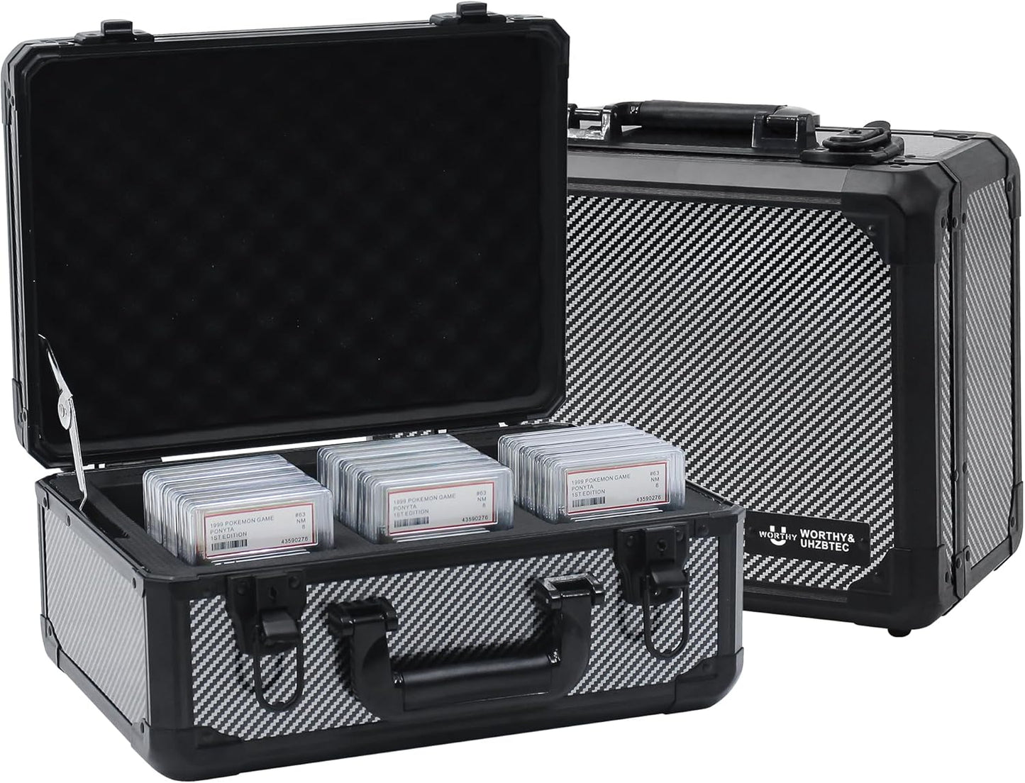 Graded Card Storage Box; Durable Sports, PSA Card Storage Case- Trading Card Storage Box - PSA Slab Case For Top Loaders (CARBON FIBER, 14.17x11.2x7 inches)