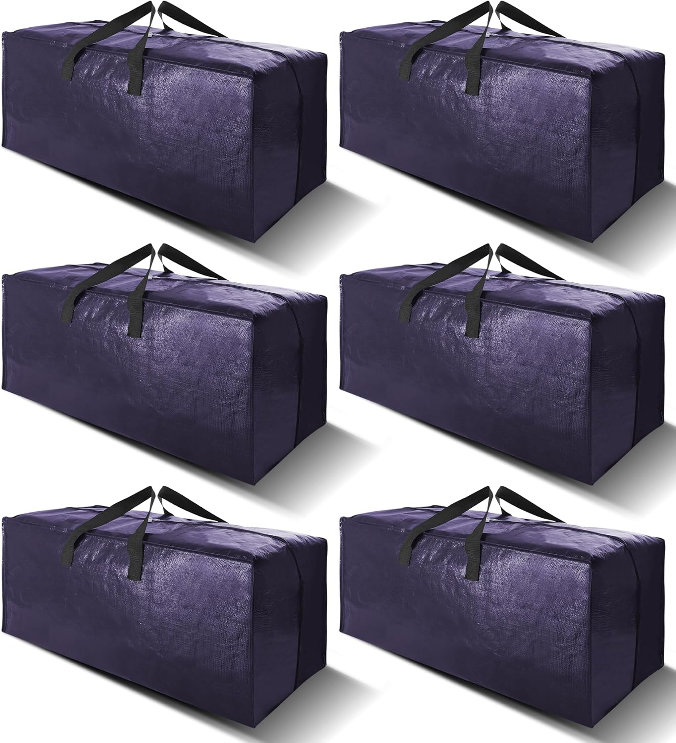 6 Pack Heavy Duty Extra Large Moving Bags W/Backpack Straps - Strong Handles & Zippers, Storage Totes For Space Saving, Fold Flat, Alternative to Box and Bin (40 gal, Blue)