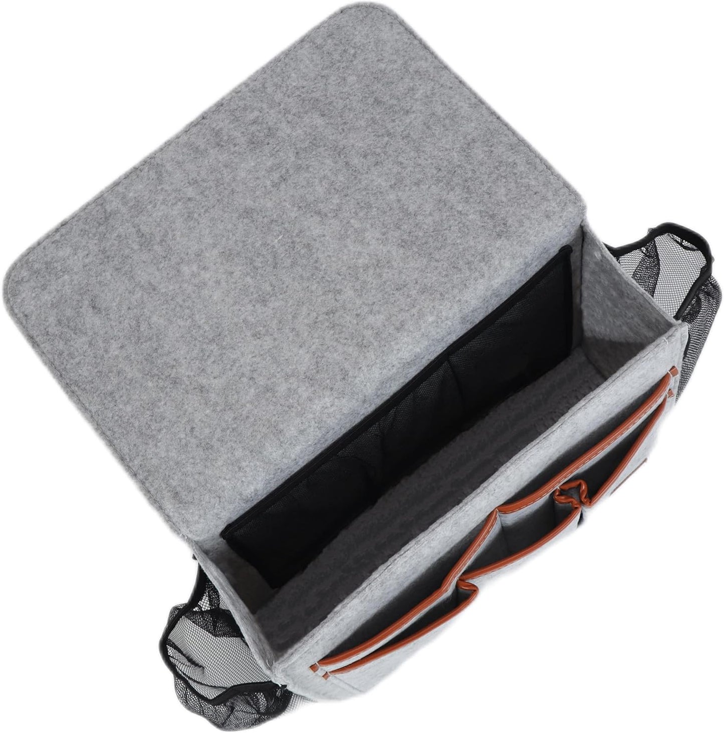 Bedside Caddy, Large Size Bedside Storage Organizer Bedside Organizer Caddy for Magazine Remotes Phone (13.4'' x 18.1'' Plus Size, Light Grey)