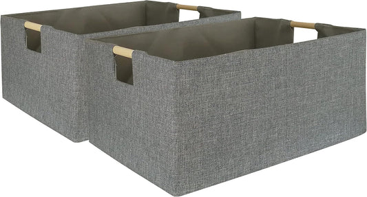 Storage Bin for Shelves Rectangle Closet Baskets Foldable Box with Handles, Gray Storage Bins, Storage Boxes for Home Office Car Dormroom