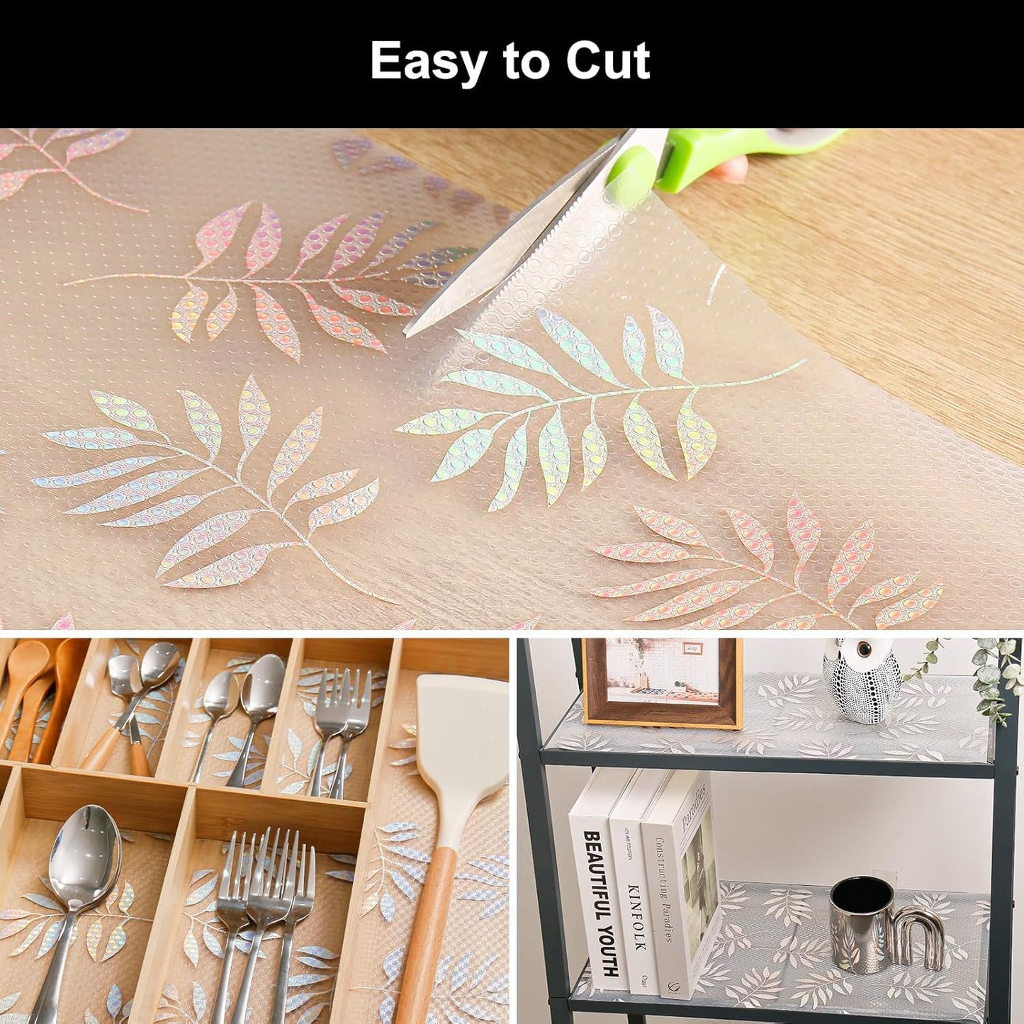 Cooyes Shelf Liner – Premium Non-Adhesive Cabinet & Drawer Liner for Kitchen – Waterproof Shelf Paper with Modern Pattern – Durable EVA Cabinet Mat – Easy to Cut （11.8" W x 236" L）