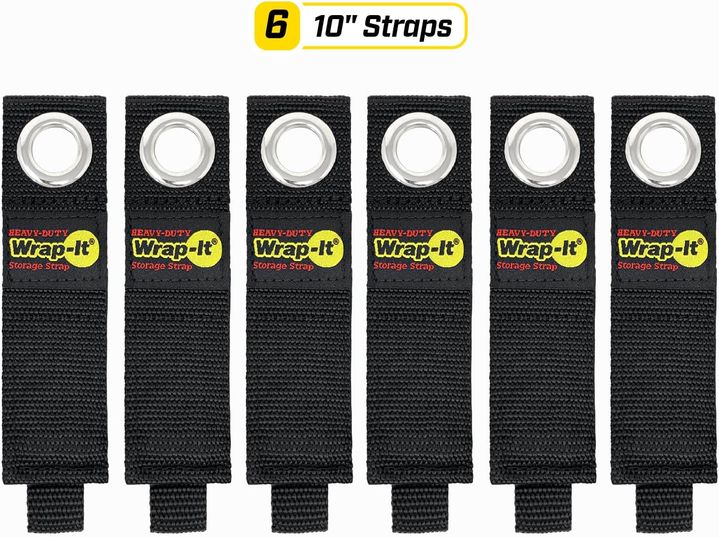 Heavy-Duty Wrap-It Storage Straps, 10-inch (6 Pack) - Hook and Loop Extension Cord Organizer Hanger, Cord Keeper, Cable Straps for Cords, Hoses, and Garage Storage