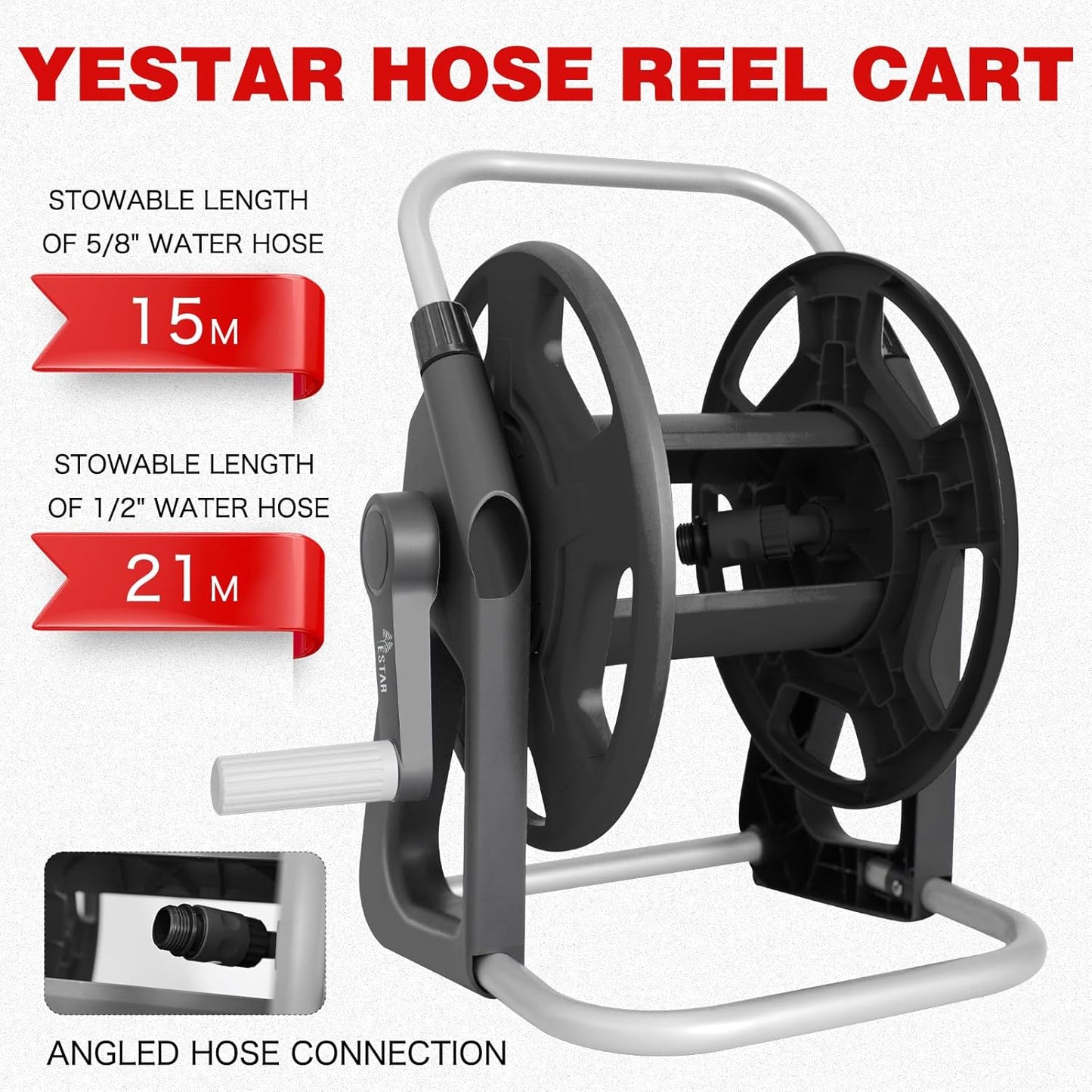 Garden Water Hose Reel Cart,Holds 50-60 Ft of 5/8 Inch Hose, Portable Hose Pipe Holder for Outside