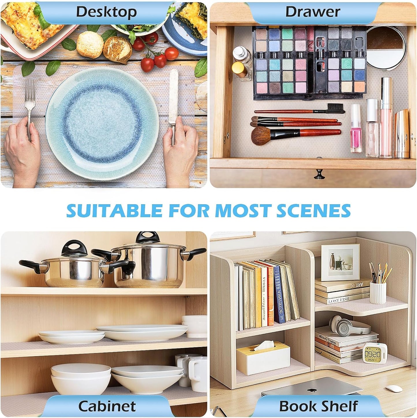 Drawer Liners, Waterproof Shelf Liner, Anti-Slip Non-Adhesive BPA Free Kitchen Cupboard Cabinet Liner Refridge Fridge Mats Sink Protector Strong Durable for Home (Clear/23.6in x 20Ft)
