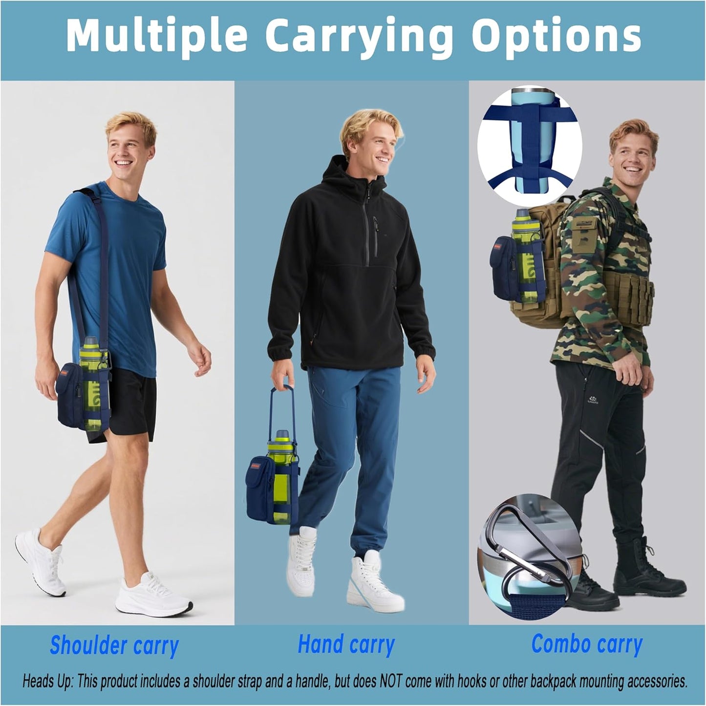 Water Bottle holder with Strap, Holder Carrier for Diy Enthusiasts, Sling for Owala 24 32 40 oz, Stanley IceFlow Flip Straw 24 oz, Hydro Flask 32 40 oz, YETI Rambler 26 oz, etc