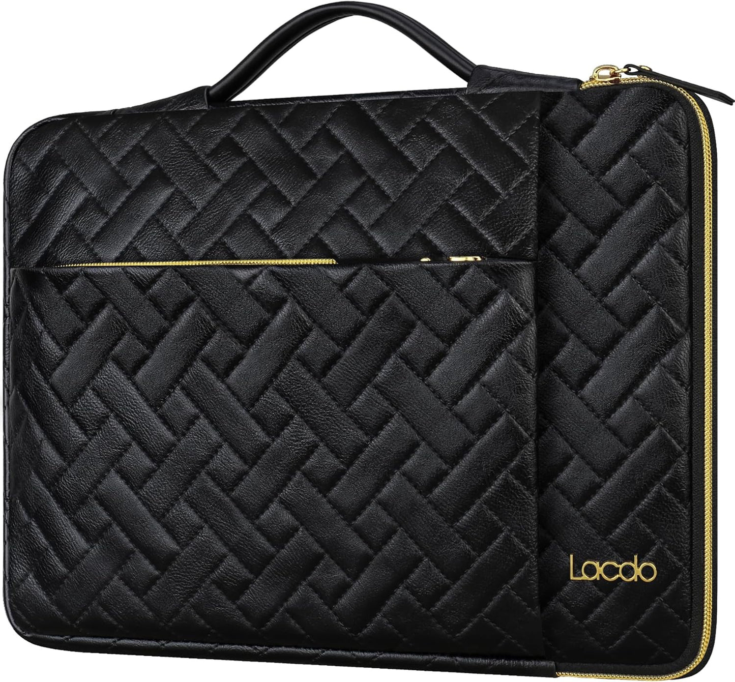 Lacdo 360° Protective 15-15.6 Inch Laptop Sleeve Case for Acer HP Dell ASUS Laptop, Acer Aspire 15, HP Pavilion/Envy 15, Dell Inspiron 15, ThinkPad/IdeaPad 15, ASUS Zenbook Computer Bag, Elegant Black