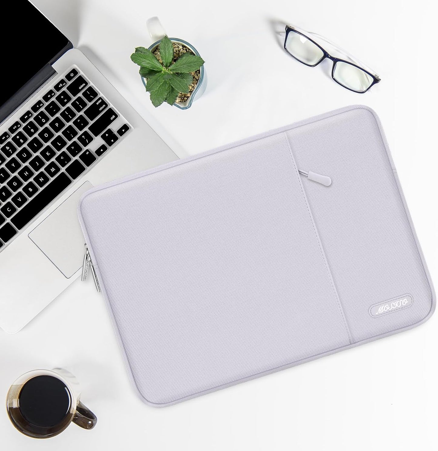 MOSISO Laptop Case 13.3 inch, 13-13.3 inch Laptop Sleeve Compatible with MacBook Air/Pro 13/Pro 14 M5 M4 M3 M2 M1, HP Dell ASUS Lenovo,Polyester Vertical Computer Sleeve Bag with Pocket, Dusty Lilac