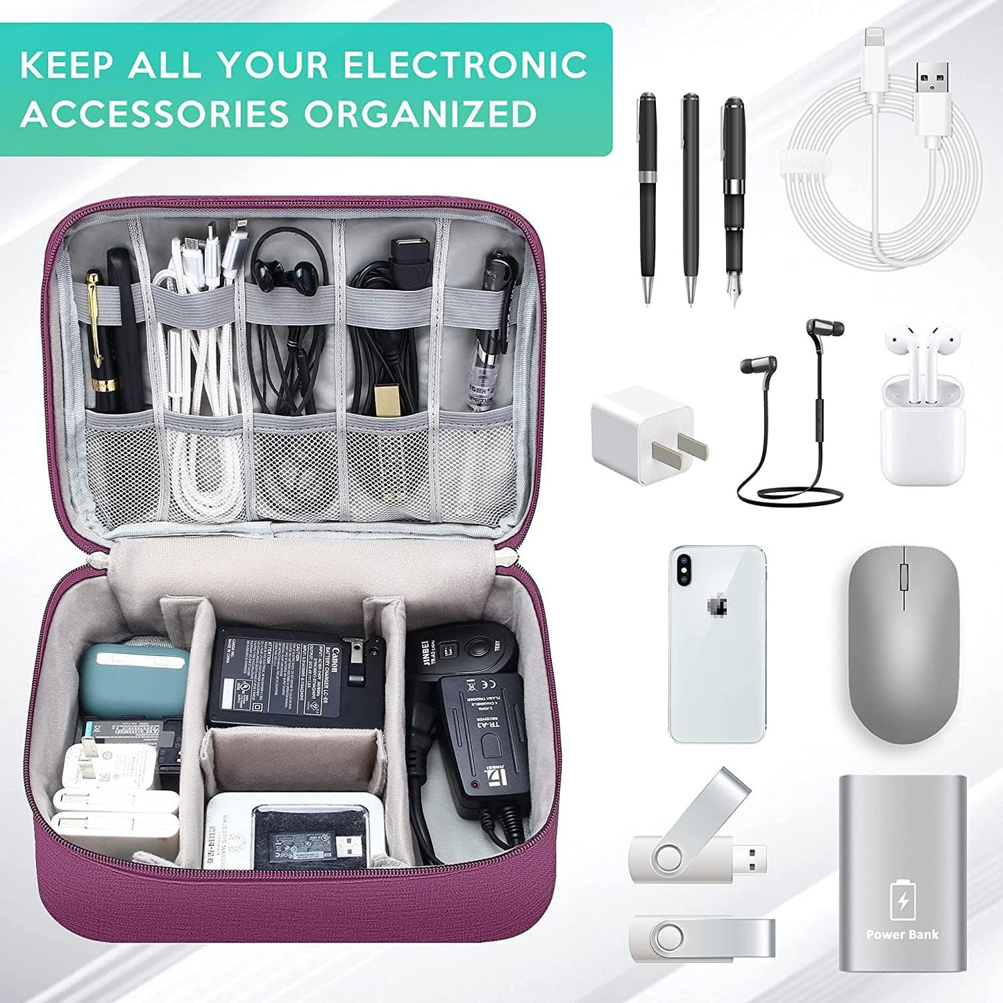 Electronics Organizer Travel Cable Organizer Bag Waterproof Portable Digital Storage Bag Electronic Accessories Case Cable Charger Organizer Case