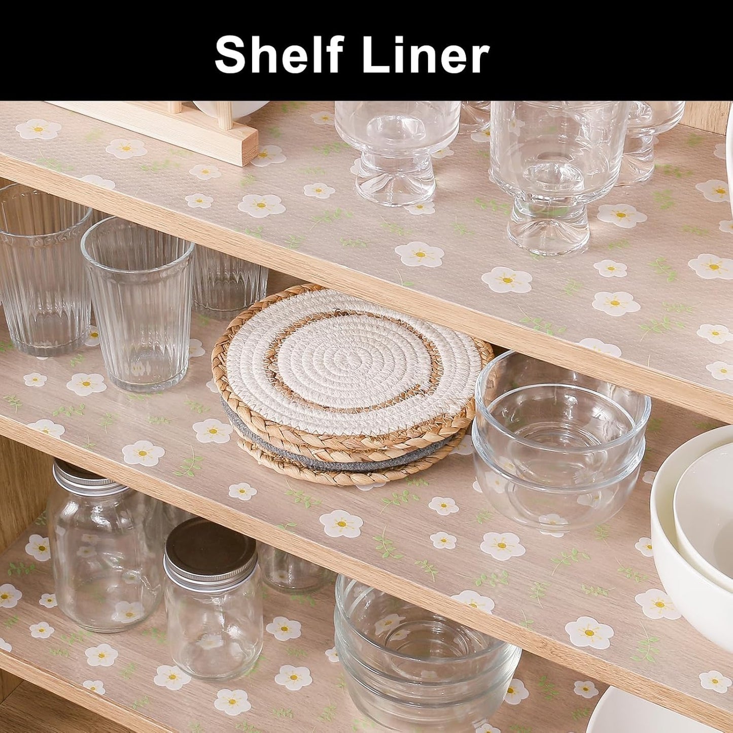 Cooyes Shelf Liner – Premium Non-Adhesive Cabinet & Drawer Liner for Kitchen – Waterproof Shelf Paper with Modern Pattern – Durable EVA Cabinet Mat – Easy to Cut （11.8" W x 236" L）