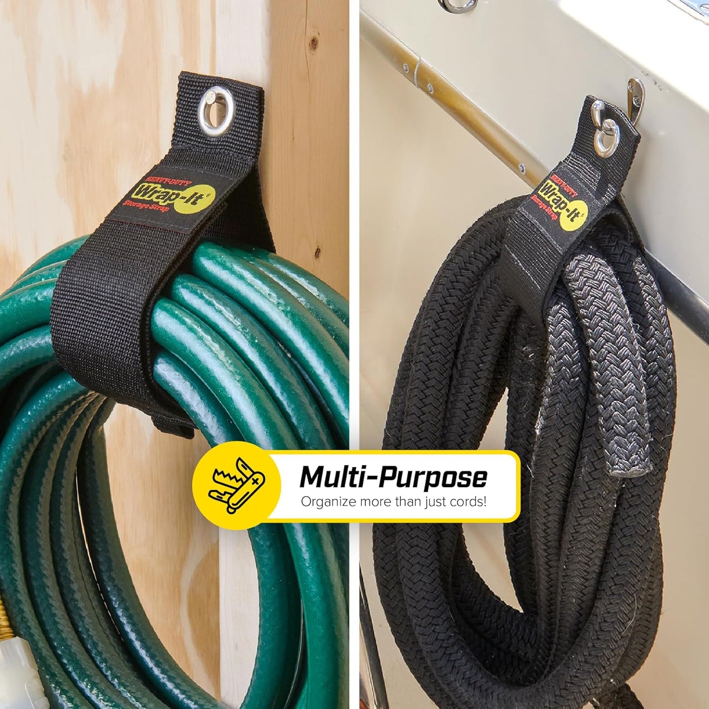 Heavy-Duty Wrap-It Storage Straps, 22" (2 Pack) - Hook and Loop Organizer Hanger for Extension Cords, Cables, Hoses, Rope and More for Garage, Home, Shop, Boat and RV Organization