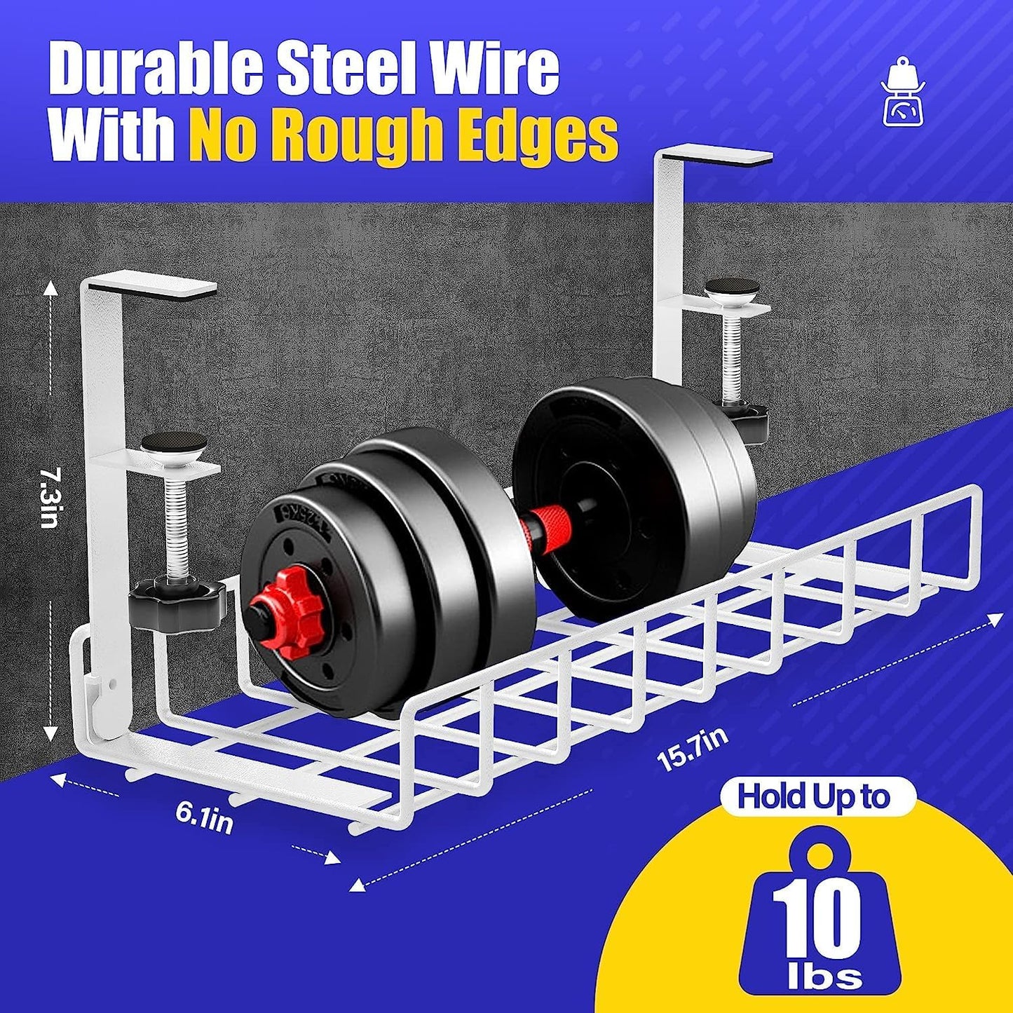 Under Desk Cable Management Tray 2 Pack, Xpatee Upgraded Wire Management No Drill No Screws, Cable Tray with Clamp for Wire Organizers, Computer Cord Rack for Office, Home - No Damage to Desk White