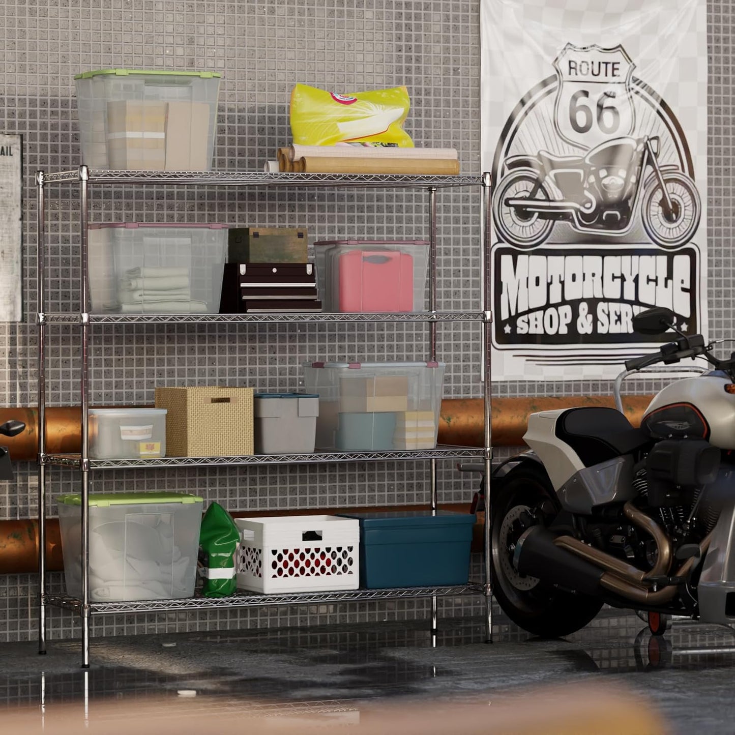18" Deep x 60" Wide x 64" Height Wire Shelving Kit | 4-Tier | NSF Commercial Storage Rack Unit