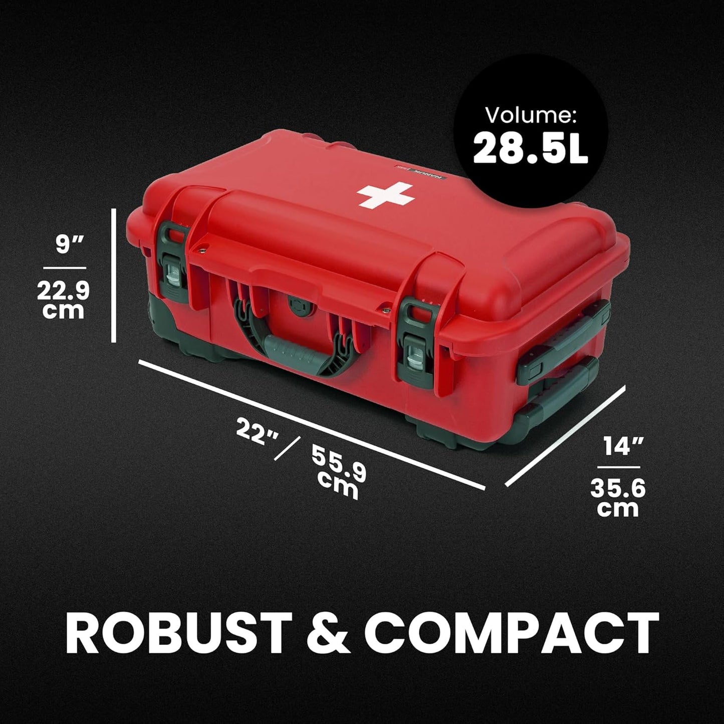 NANUK 935 Wheeled Waterproof First Aid Box Empty – Durable, Medical First Aid Organizer Case, IP67-Rated, Dustproof, Impact-Resistant, and Floats (22” x 14” x 9”) – Red