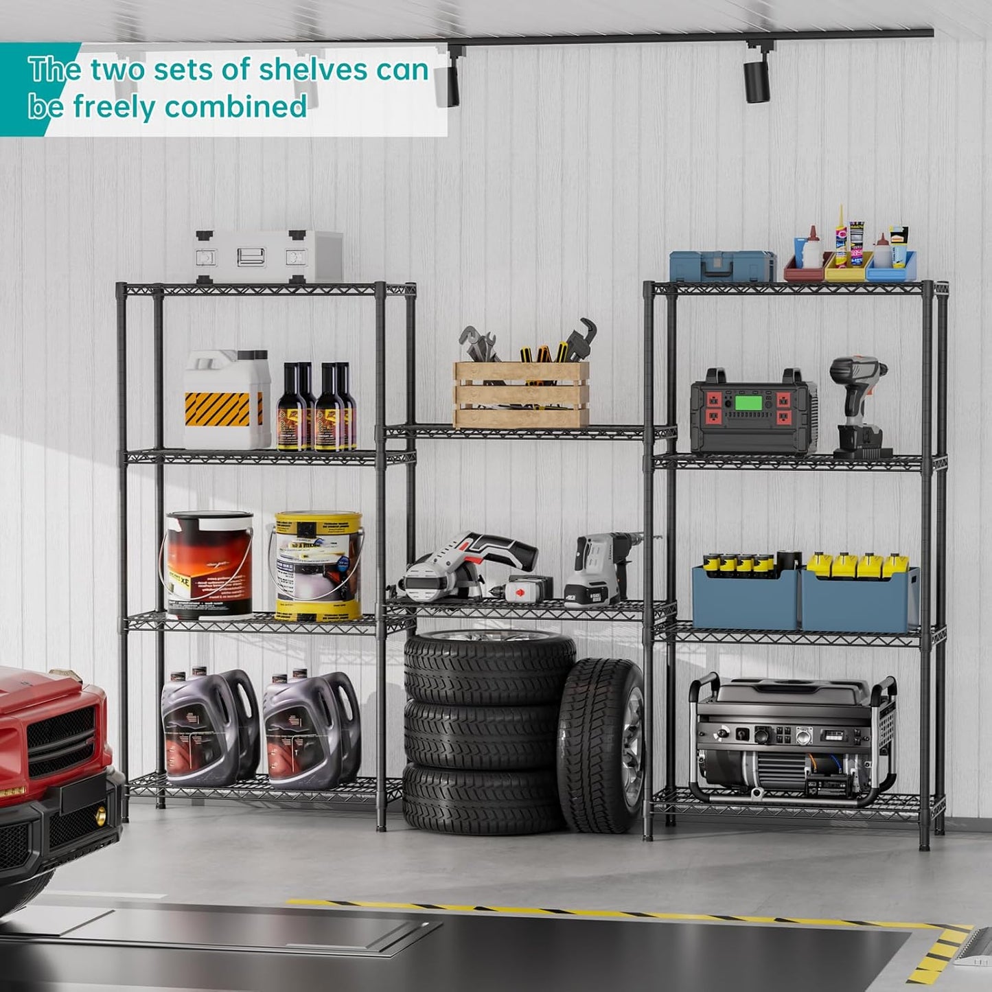 SINGAYE 5 Shelf Adjustable Heavy Duty Storage Shelving Unit 350 lbs per Shelf Steel Organizer Wire Rack Storage for Garage Office Pantry Ktichen Black 14" Dx36 Wx72 H