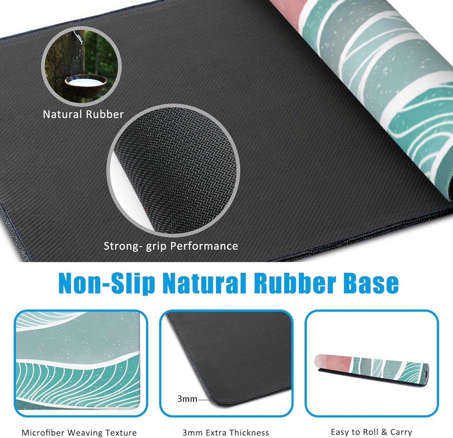 Ocean Wave and Mountain Large Gaming Mouse Pad,Waterproof Desk Mat for Desktop,Non-Slip Rubber Base Mousepad with Stitched Edges for Laptop Office and Home 35.4X15.7 Inch