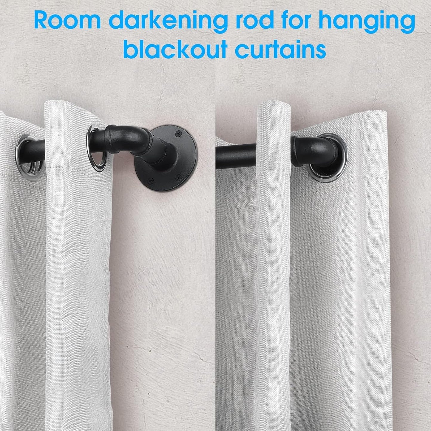 Industrial Curtain Rod, Curtain Rods for Windows 36 to 72 Inch, Rustic Wrap Around Curtain Rod, Fits Blackout Curtain, Indoor and Outdoor, Size: 30-72 Inch