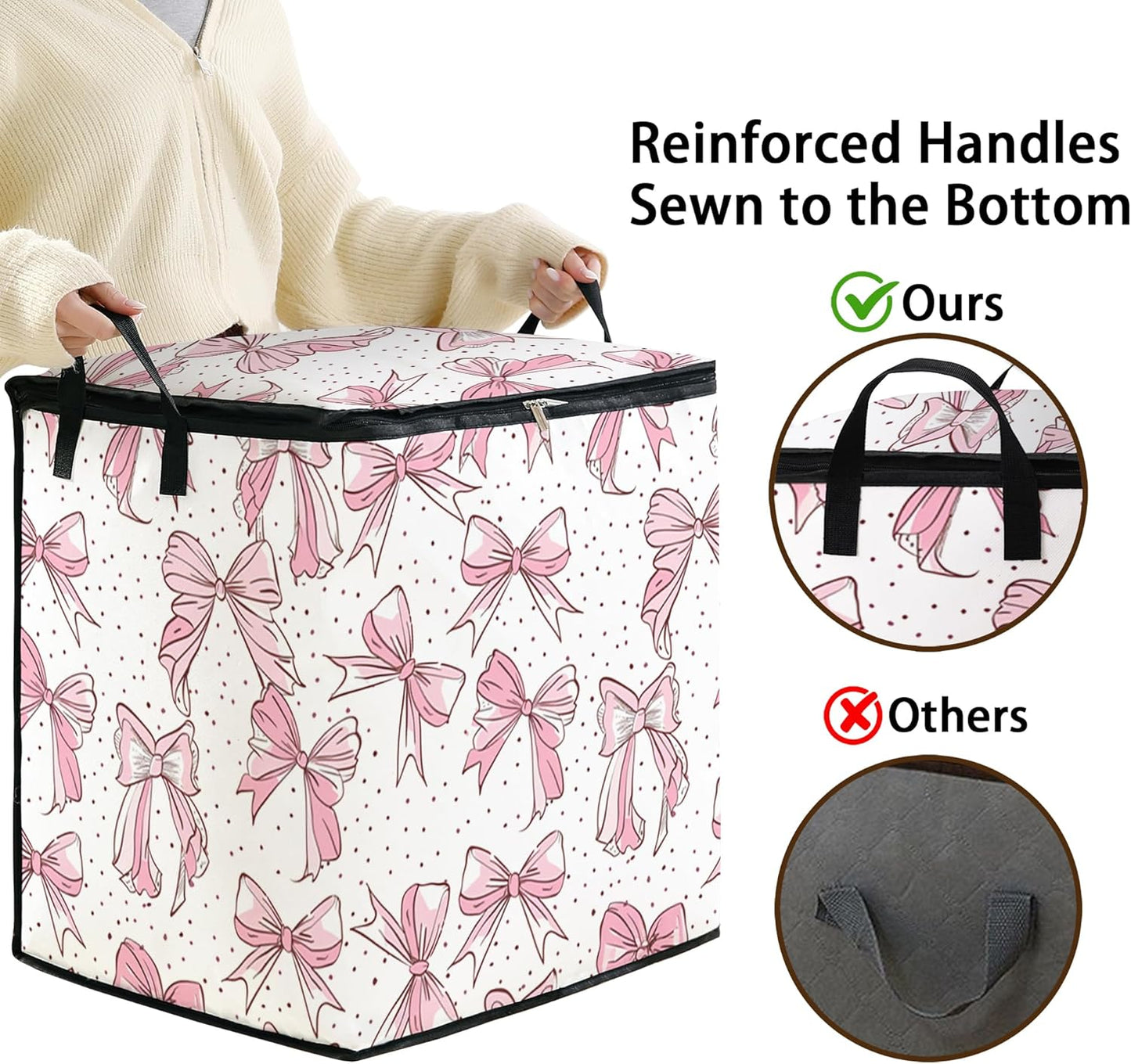 king comforter storage bag,clothes blanket bedding pillow quilt organizer for closet,fabric moving bags with portable handles and zipper 95L(2pack)