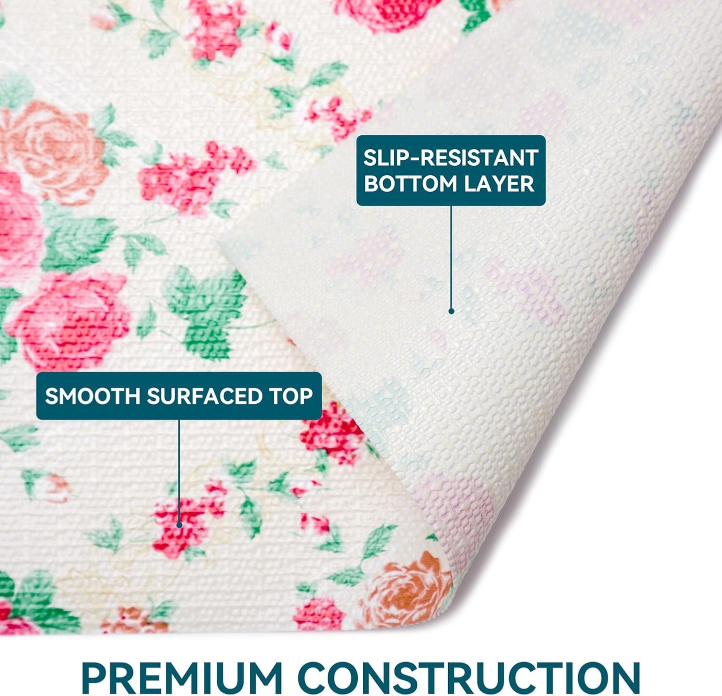 12" W x 60" L Floral Drawer and Shelf Liner for Cabinets, Non-Adhesive Strong Grip Non-Slip Flower Shelf Cabinet Kitchen Shelf Liners for Kitchen Cabinets