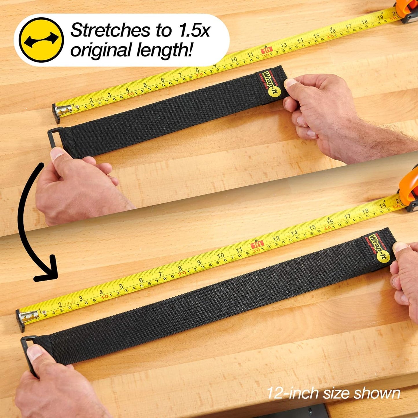 Super-Stretch Wrap-It Storage Straps - (10) 9" Orange - Elastic Hook and Loop Cinch Straps - Extension Cord Organizer, Hose and Cables Straps, Cord Wrap, Cord Keeper, Garage and RV Storage Accessories