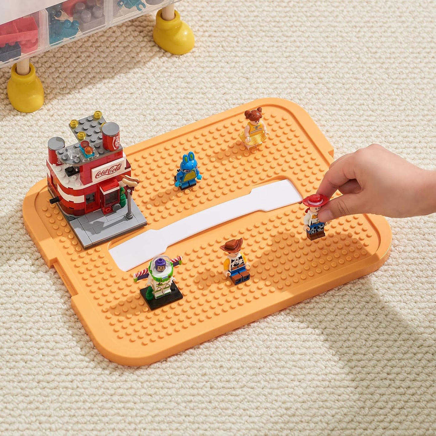 Organizers Storage Box for lego: Plastic Stackable Storage Case with Building Blocks Lids, Containers with Carrying Handle and Adjustable Grid Organizers, 2 Layer Green