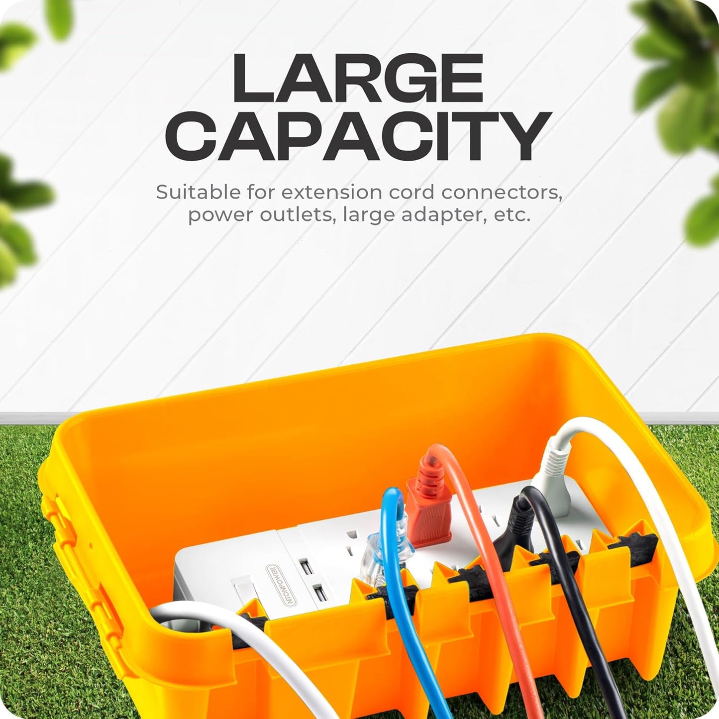 SockitBox – The Original Weatherproof Connection Box – Indoor & Outdoor Electrical Power Cord Enclosure for Timers, Extension Cables, Transformers, Power Strips, Lights, Tools & More – Medium – Orange