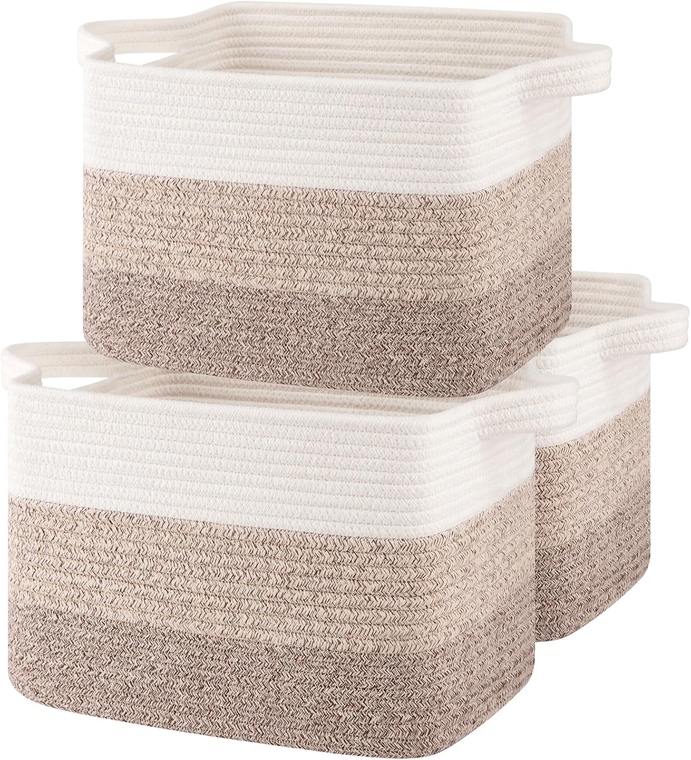 Storage Baskets for Organizing, Woven Baskets for Shelves, Rectangle Decorative Organizer for Storage Clothes, Toy, Books, Towels Nursery Bins 3 Pack (Gradient Yellow, 14.17"x9.85"x9.45")