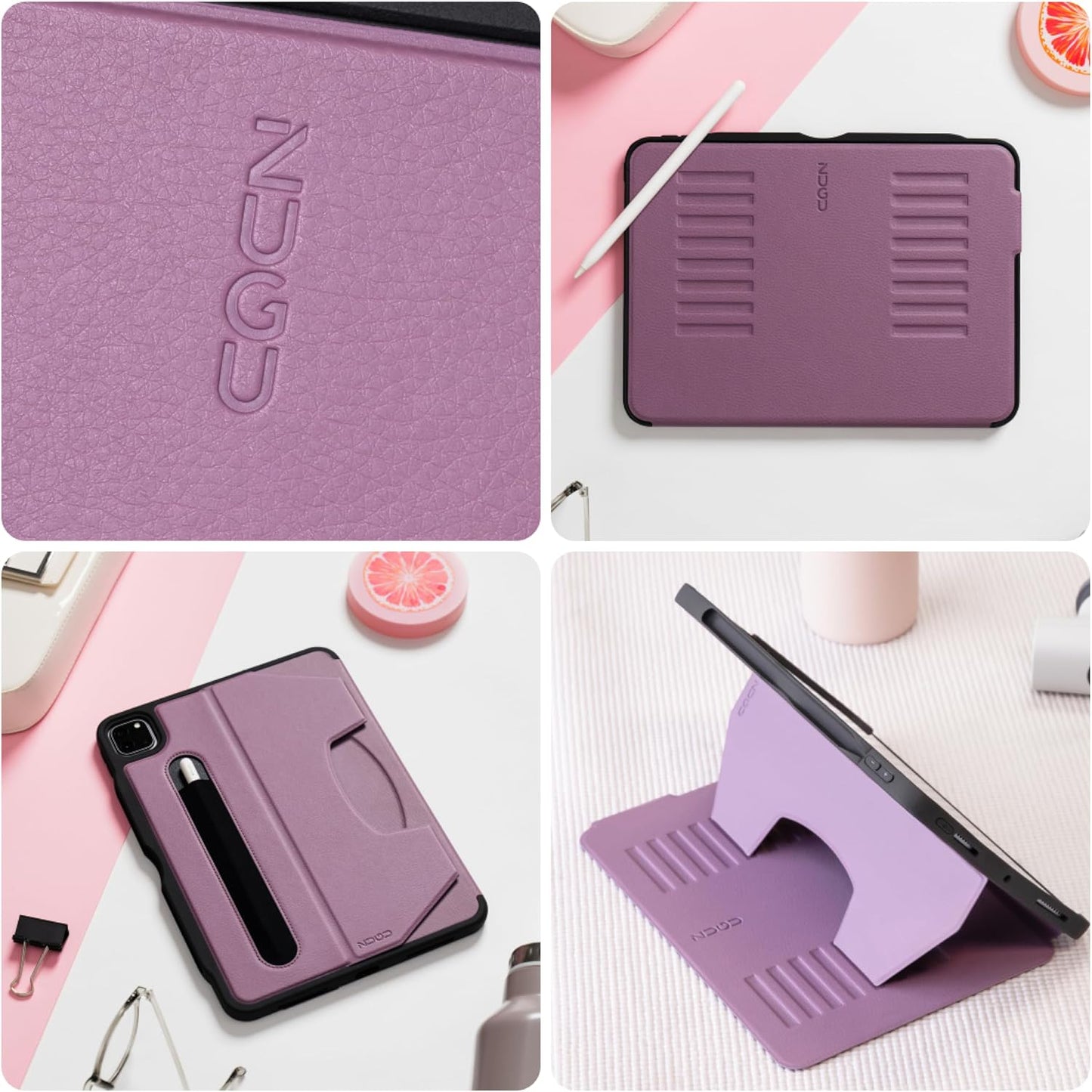 ZUGU Case for iPad Pro 12.9 Case 5th / 6th Generation Stand 2021/2022, Slim Protective Cover with Wireless Apple Pencil Charging, Magnetic Stand & Sleep/Wake Magnetic Cover, Berry Purple
