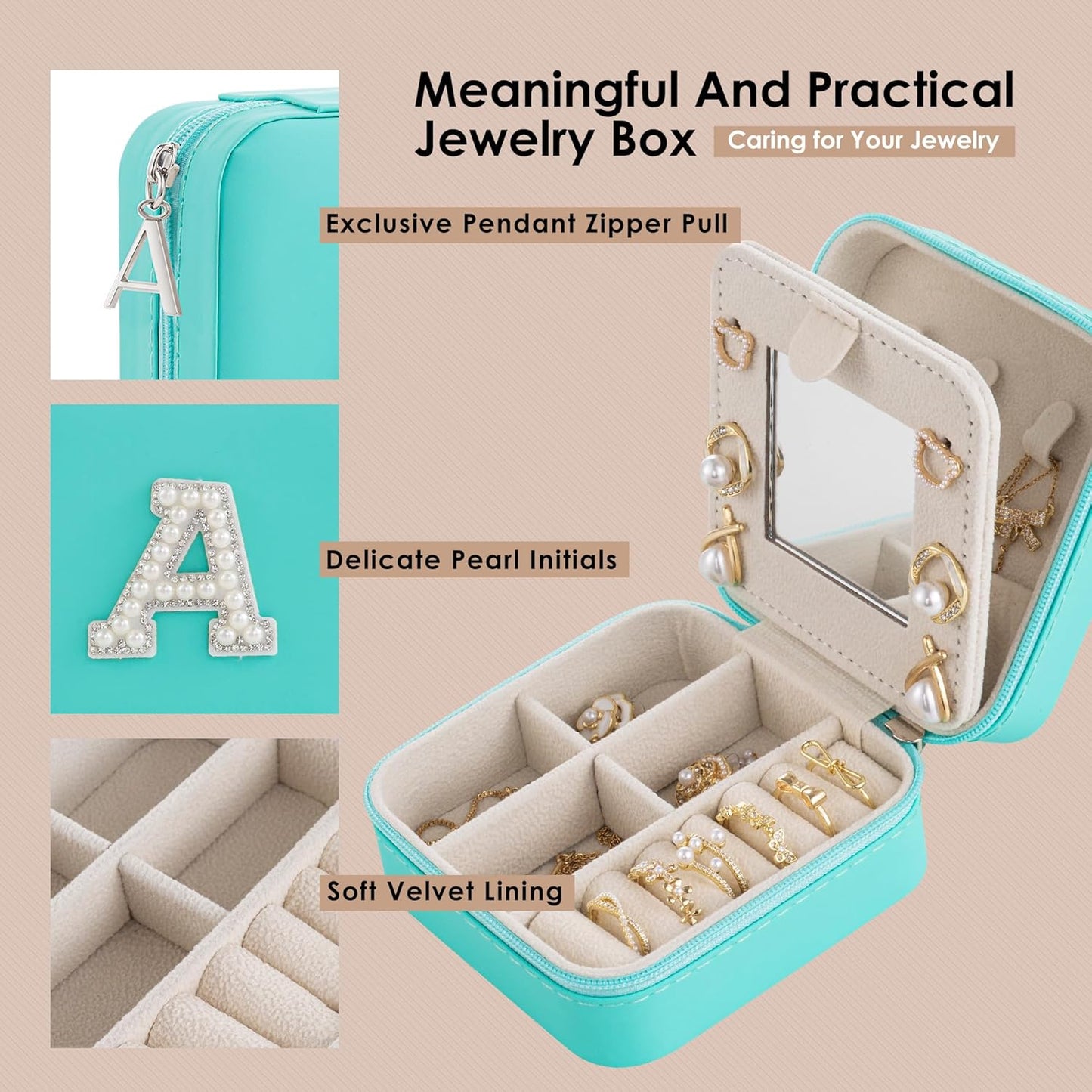 Birthday & Graduation Gifts for Her - Initial Jewelry Box & Travel Case Organizer for Women