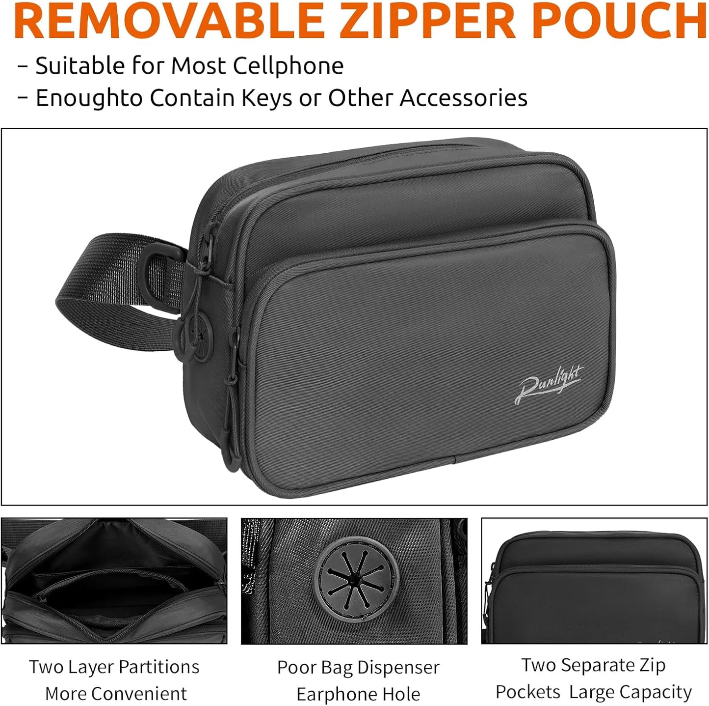 Dog Training Treat Pouch Fanny Pack,Dog Waist Belt,Dogs Walking Bag Crossbody with Poop Bags,Puppy Treat Bag Training Pouch (Black)