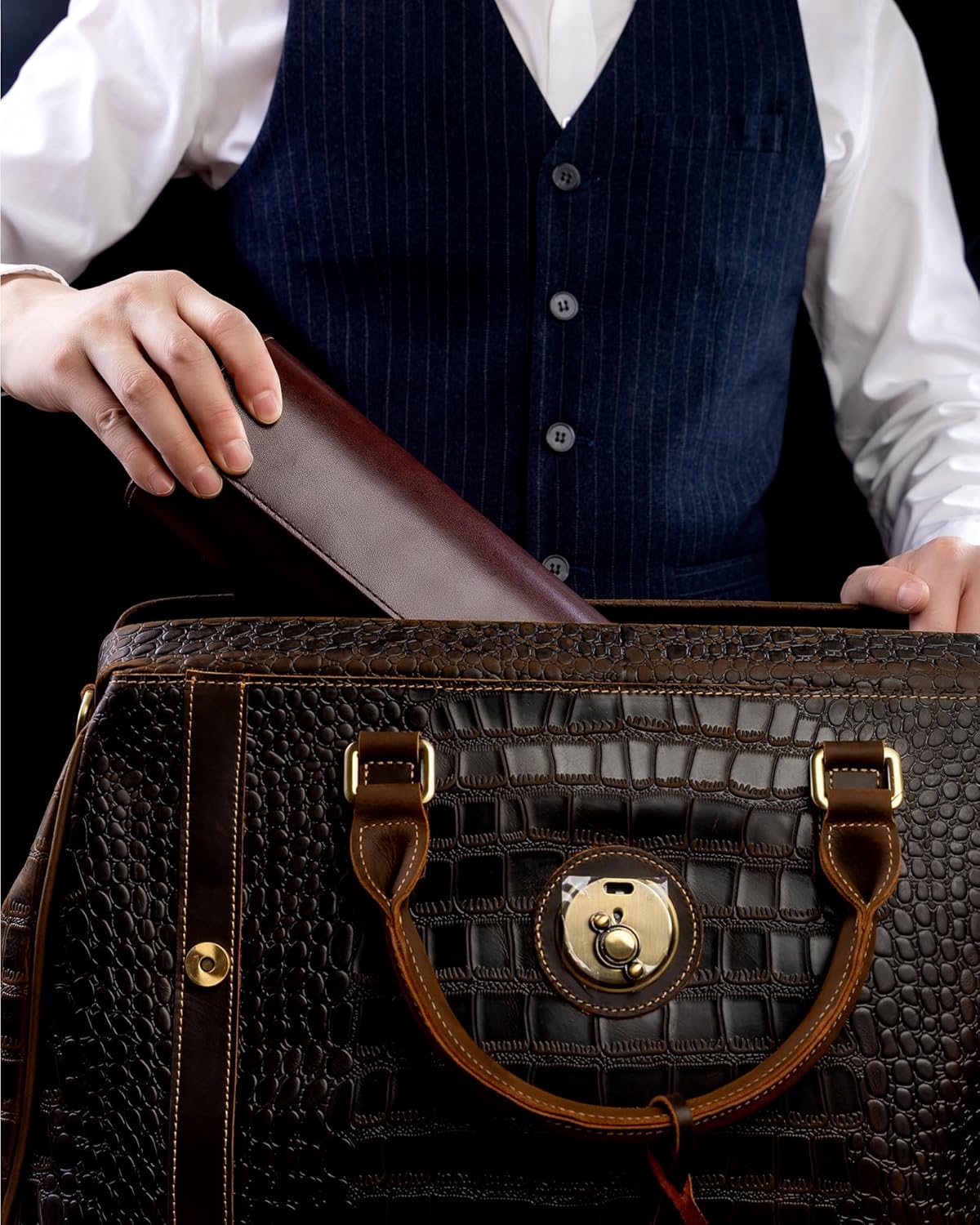 MR.OKAY 2 Watch Travel Case- Classic Leather Watch Case With Perfect Texture.Portable Watch Roll Or Organizer For Storage And Display. Luxury Gifts For Men, All Handmade by Artisans.