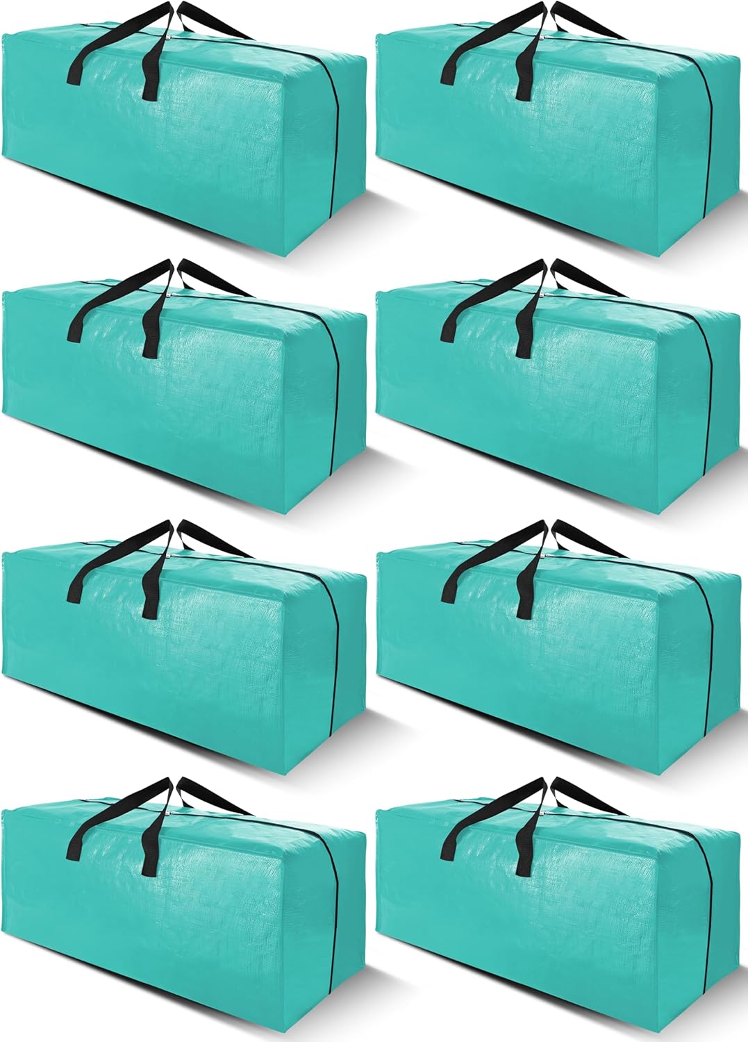 Cosy Family 8 Pack Heavy Duty Extra Large Moving Bags with Backpack Straps - Strong Handles & Zippers, Storage Totes For Space Saving, Fold Flat, Alternative to Moving Box (40 gal, Aquamarine)