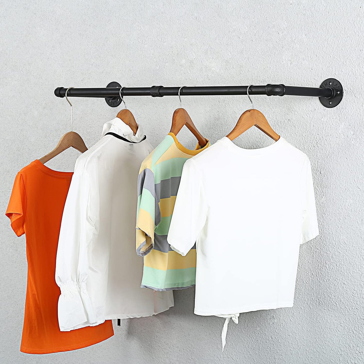 Oroonoko 2PCS 36inch Industrial Pipe Clothes Rack Wall Mount For Hanging Rod Bar for Laundry Room Plant Hanger Indoor Up to Max Load 132lbs Black (36 inch(2 Packs))