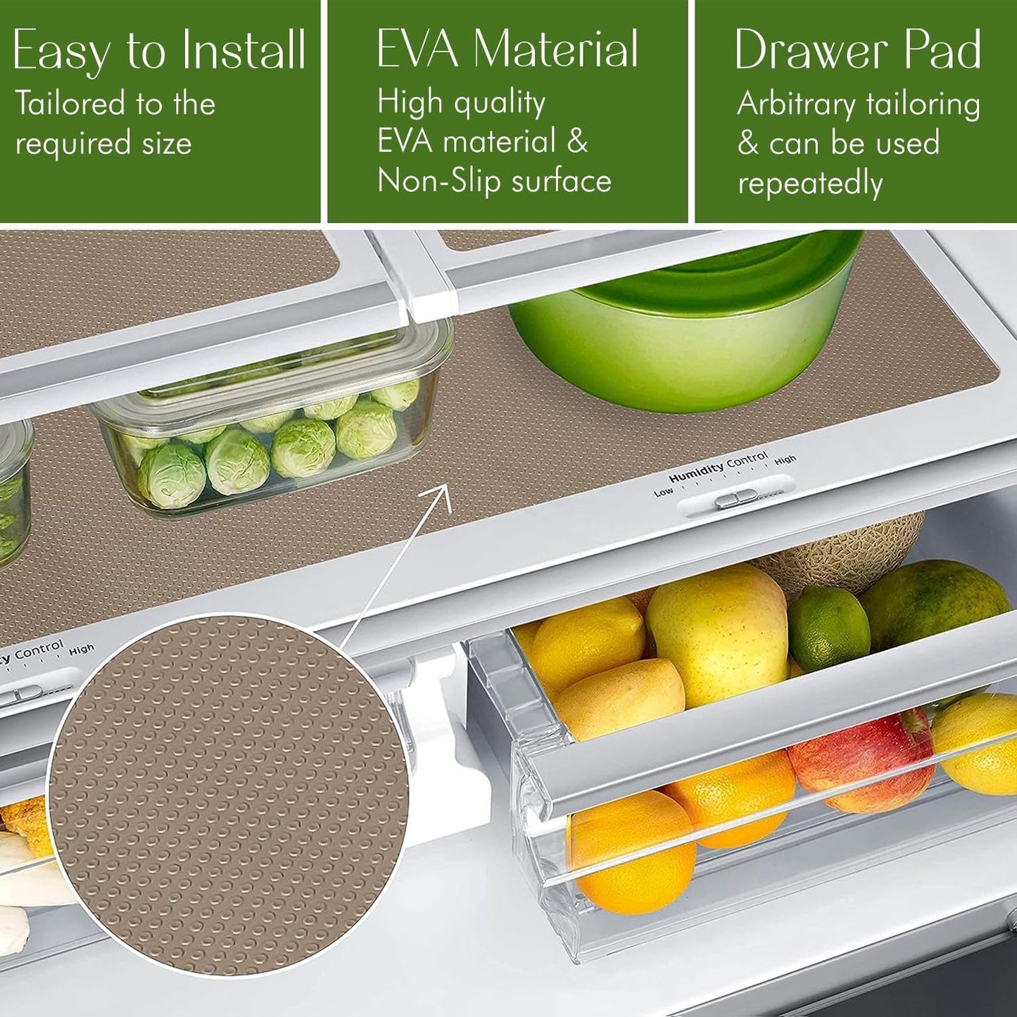 EVALAND Shelf Liners for Kitchen Cabinets Non-Adhesive 17.7" x 33 FT Beige Drawer Liner Non Slip, Washable Cabinet Liner, Waterproof Shelf Liners for Cabinets, Refrigerator Bathroom Pantry Cabinet Mat