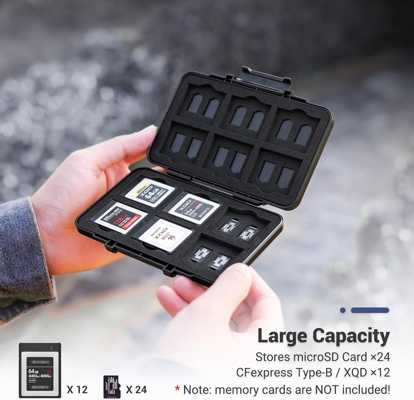 [Large Capacity] XQD Card CFexpress Type B Card Case Holder Storage, 36 Slots Memory Card Organizer Box for 24 TF Micro SD and 12 CFexpress Type-B Cards, for Nikon Z8 Z9 Z6III Z6II Z7II Z6 Z7 D4 D850