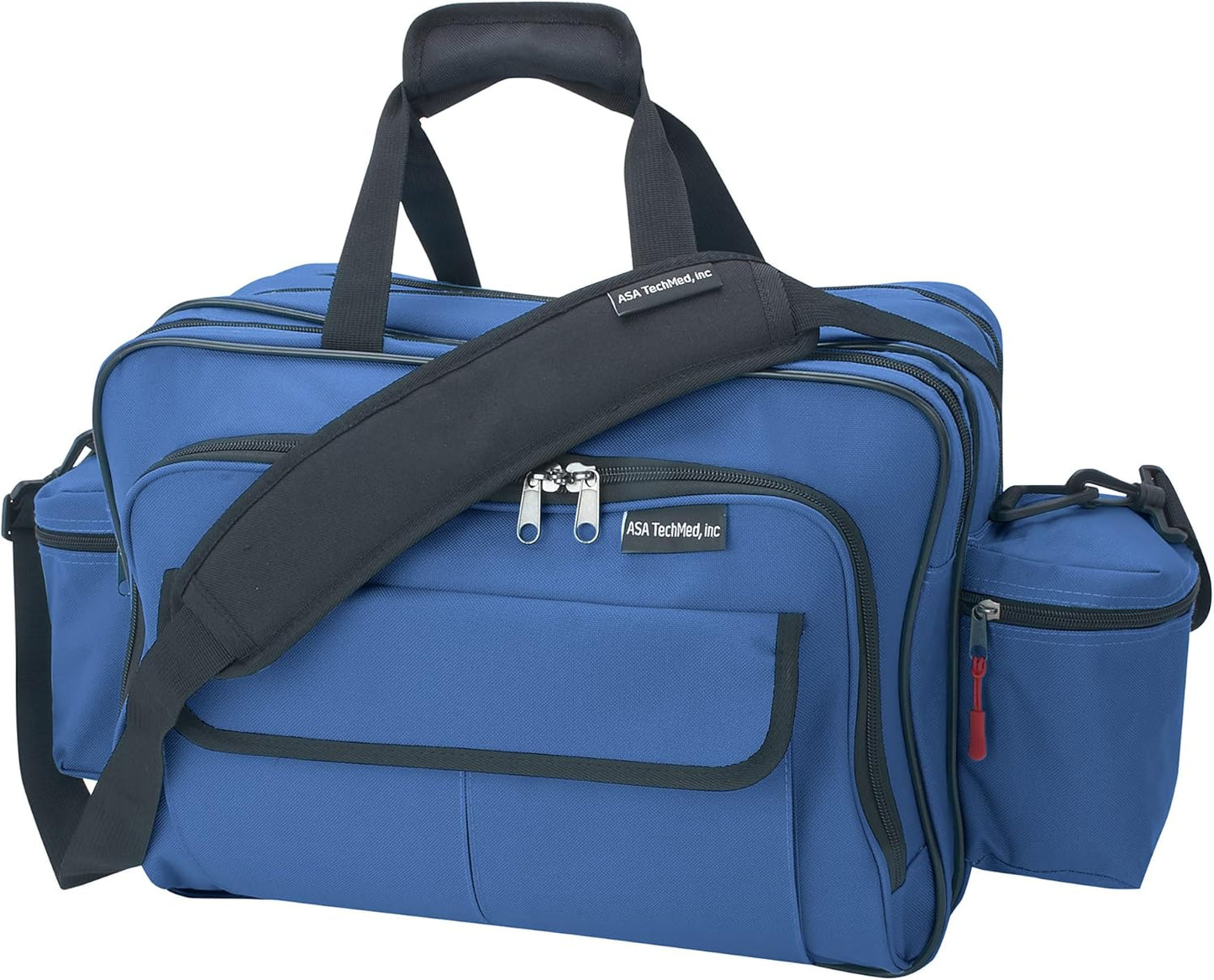 ASA TECHMED Nursing Bag with Compartments – Durable Medical Equipment Shoulder Bag for Nurses, Physicians, EMTs, Multi-Pocket, Nylon Reinforced, Adjustable Straps (Blue)