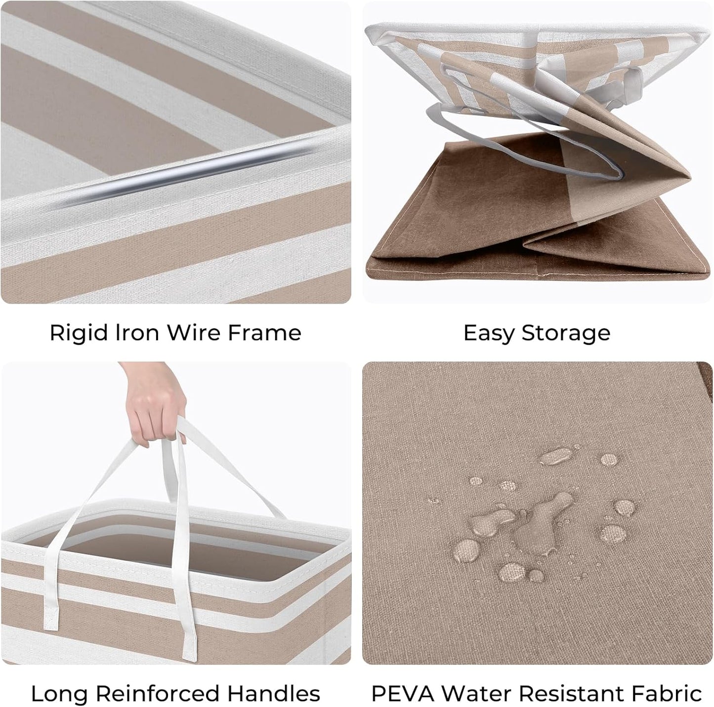 HomeHacks 2-Pack Large Laundry Basket, Waterproof, Freestanding Laundry Hamper, Collapsible Tall Clothes Hamper with Extended Handles for Clothes Toys in the Dorm and Family (Brown, 75L)