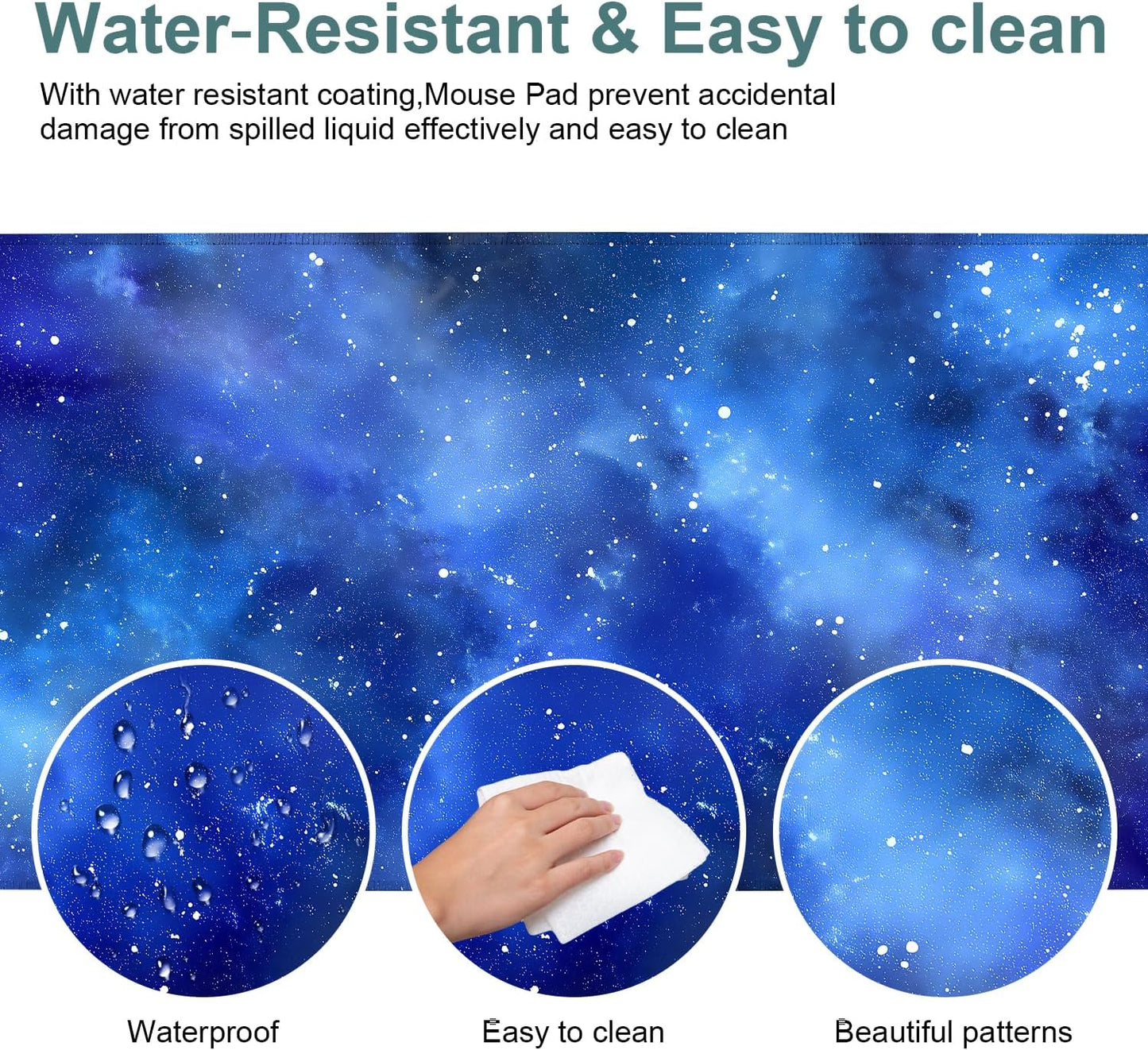 Starry Sky Gaming Mouse Pad 35.4"x15.7"Desk Mat Anti-Slip Rubber Base & Durable Stitched Edges for Gamers Smooth Mouse Writing Surface for Desk Office/Home