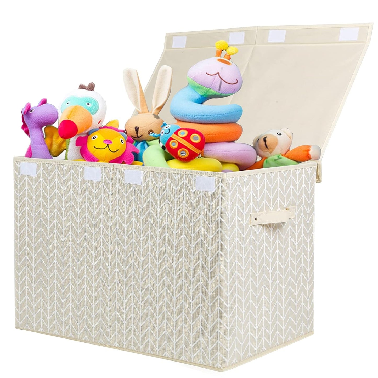 Mayniu Kids Toy Storage Box Chest with Lid, Sturdy Toy Bin Organizer for Kids, Girls, Boys, Living Room, Nursery, Bedroom, Playroom 25"x13" x16" (Beige)
