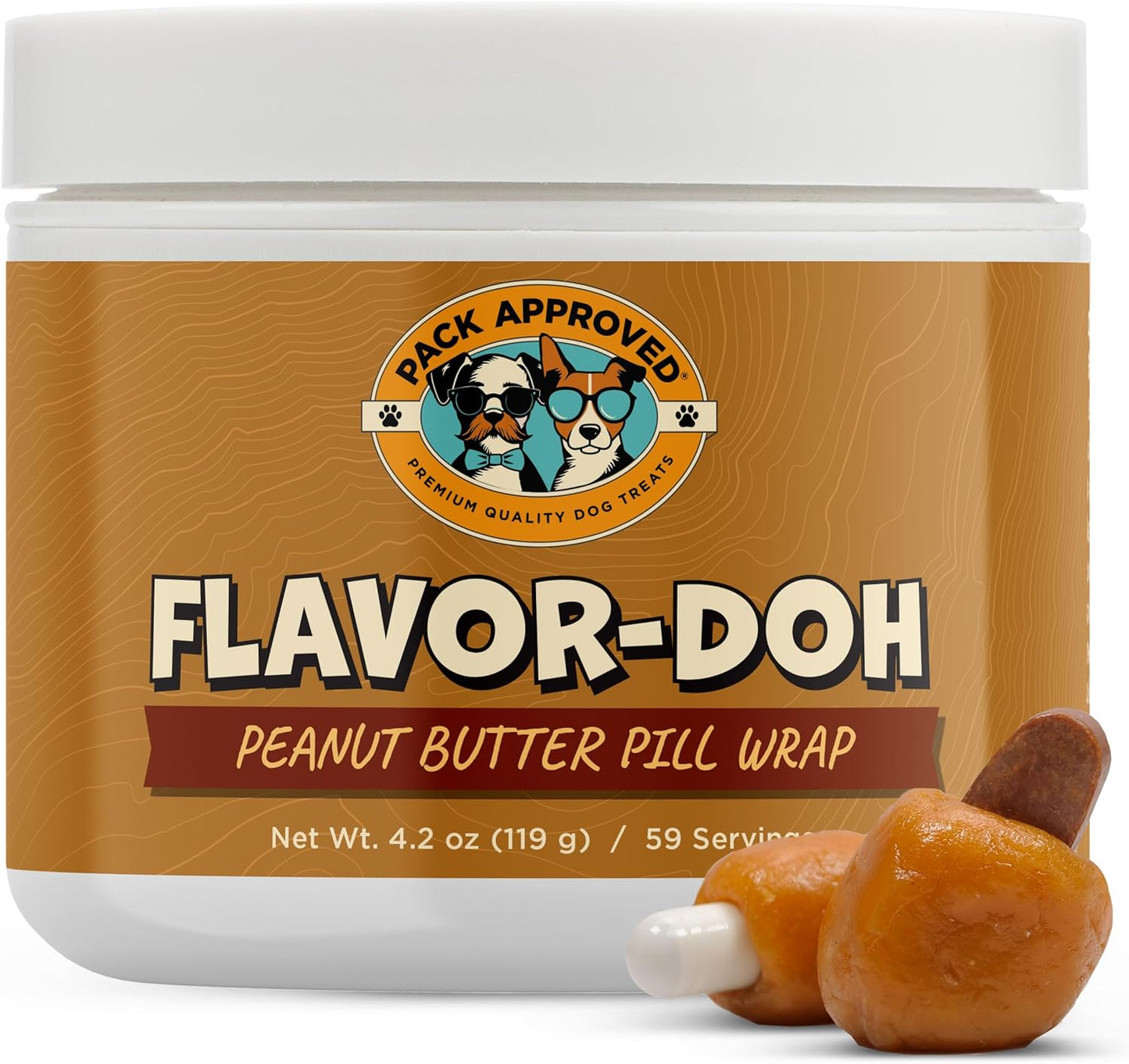 Flavor-Doh - Flavored Pill Wrap for Dogs to Hide Capsules and Create Pill Treats for Dogs - Easy-to-Use Treat Paste for Pet Medication - Peanut Butter (4.2oz)