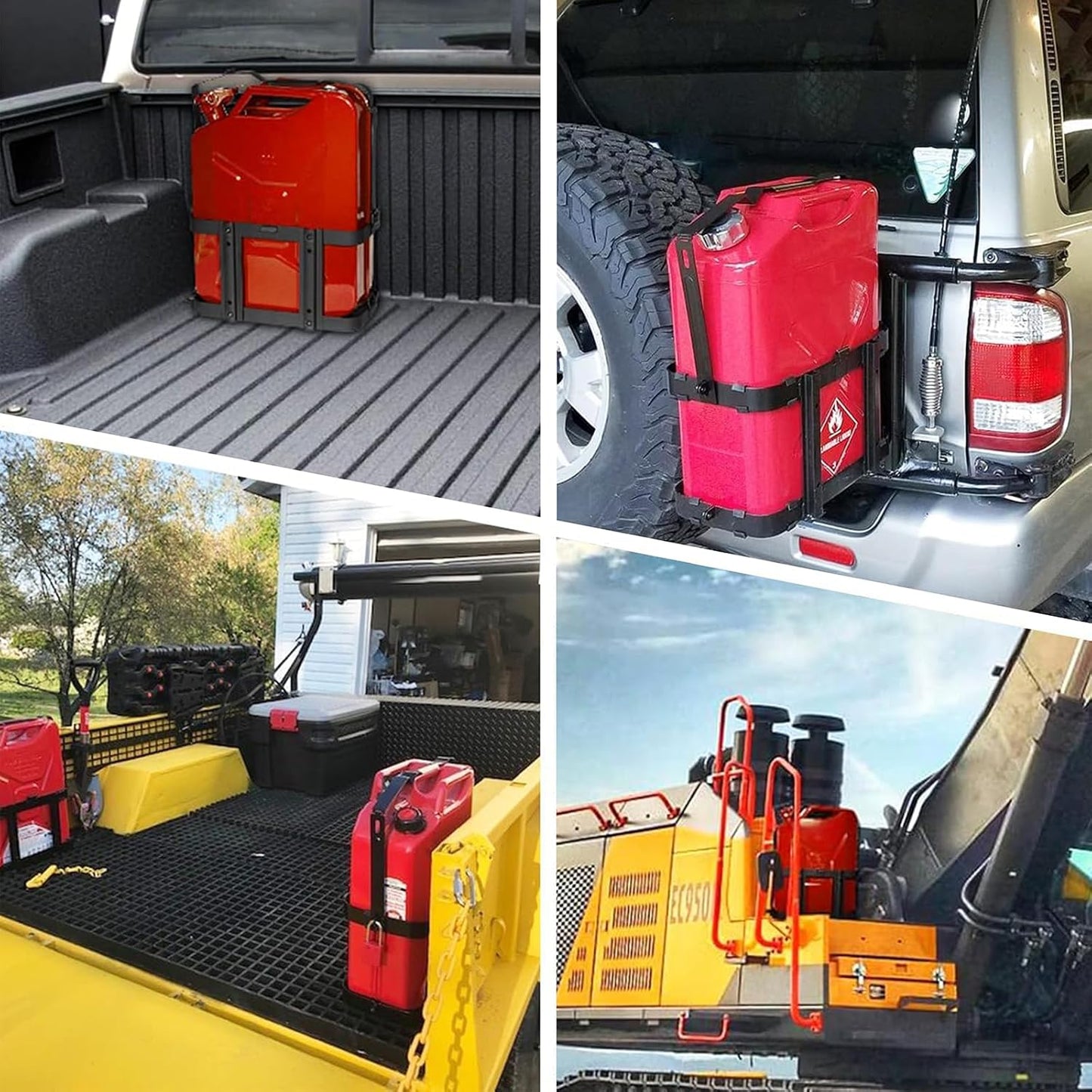 Mayouko Lockable Jerry Gas Can Holder Rack, 5 Gallon / 20 Liter Steel Jerry Can Mount Brackets, Metal Fuel & Gasolina Container, Detachable Carrier Mount, Only Holder Rack, Gas Can not Included