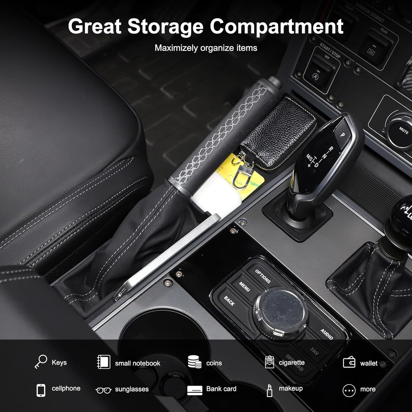 Center Console Organizer Compatible with INEOS Grenadier 2020-2024, Handbrake Storage Organizer ABS Material Insert Tray Accessories (Black)