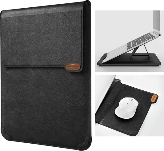 Nillkin Laptop Sleeve 15.6 inch, MacBook Sleeve with Adjustable Stand & Mouse Pad, 2 Stand Modes, 15 inch Laptop Case, MacBook Accessories, Slim for Samsung/Chromebook/HP 13-15.6, Black Texture