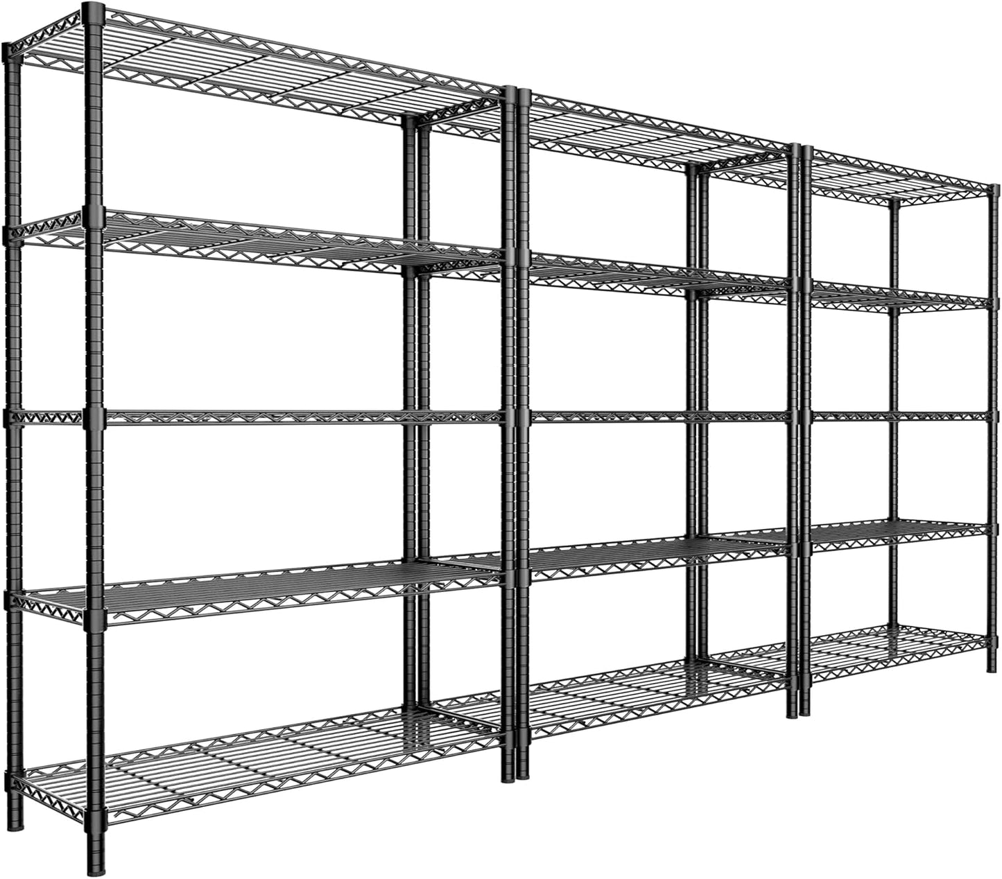 Storage Shelves Heavy Duty, 3 PCS 36" L x 14" W x 72" H Garage Wire Shelving Unit Loads 1750LBS, 5-Tier Adjustable Metal Industrial Utility Shelf Rack for Kitchen, Laundry Room, Warehouse, Basement