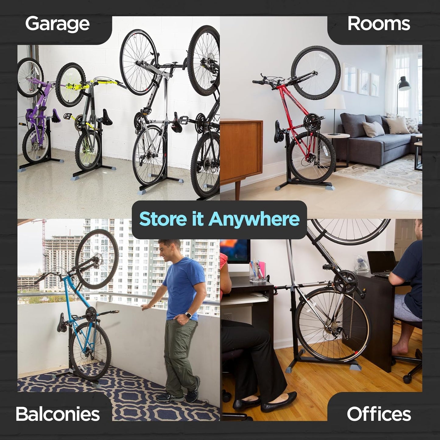 Bike Nook Bike Stand & Vertical Storage Rack - The Original Vertical Bicycle Floor Stand for Garage Storage, Indoor and Outdoor - Perfect Bike Accessories for Small Spaces with No Drilling