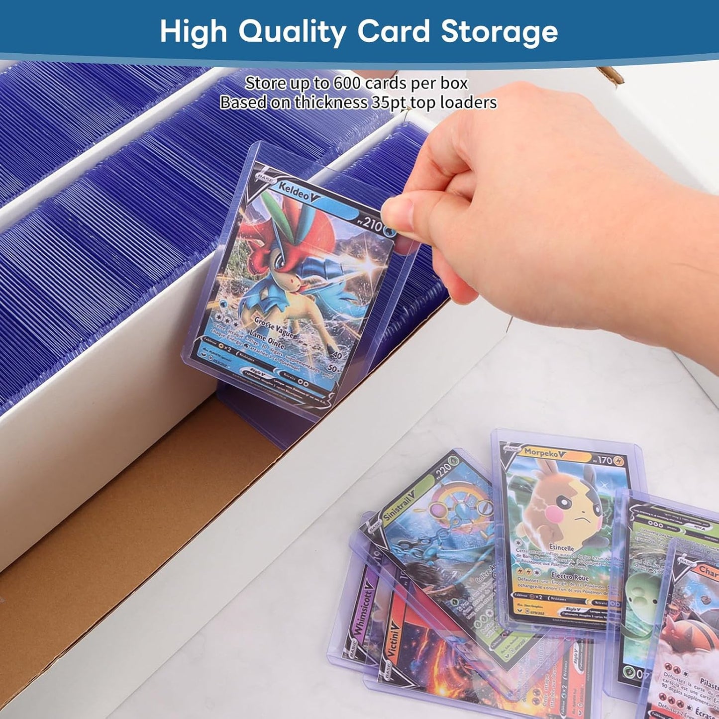 4 Pack Trading Card Storage Box, 2340 Count Card Storage Box White Sports Cards Storage Box Card Organizer Box Trading Card Box for Storing Protecting and Organizing Soccer Basketball Game Cards
