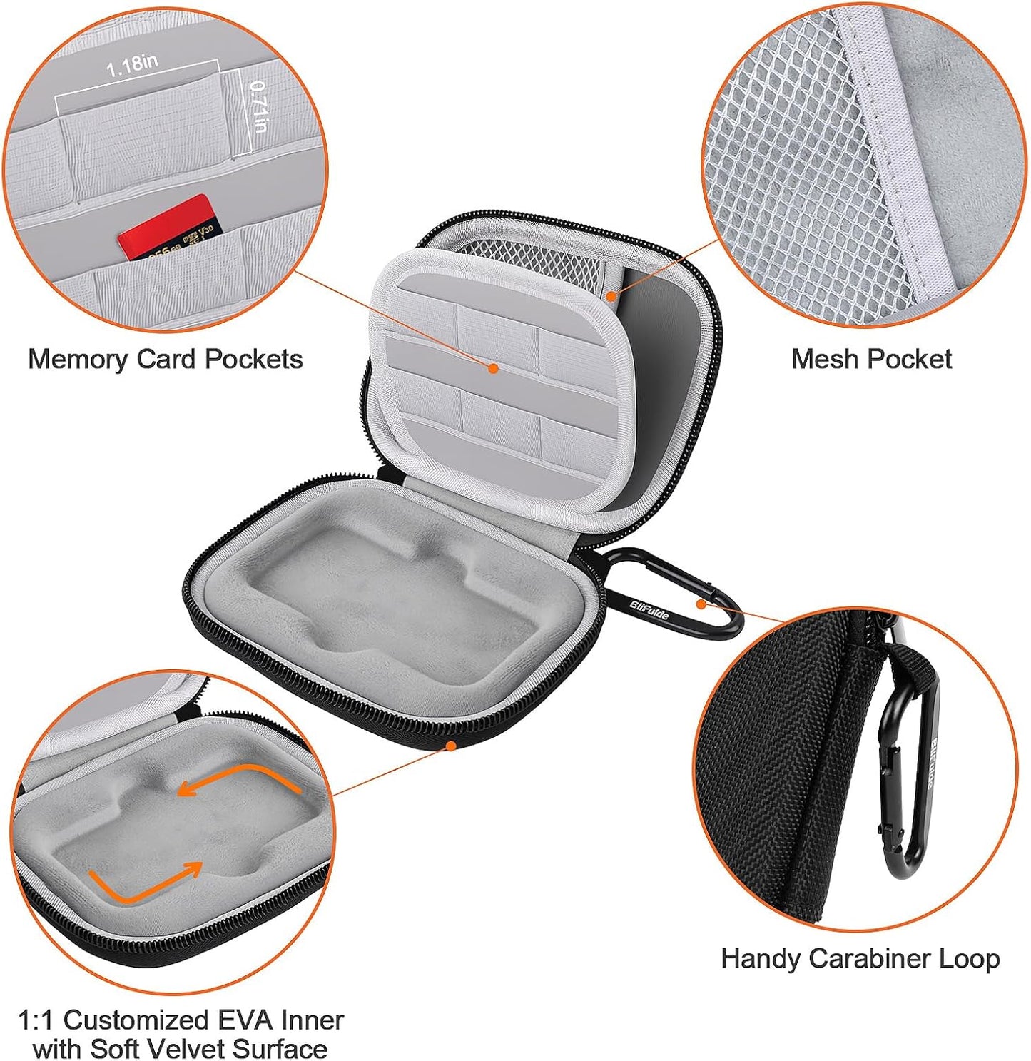 Hard Case for SanDisk Extreme Portable SSD 500GB 1TB 2TB 4TB 8TB External Solid State Drive Case -Custom-Insert Shockproof Protective Storage Travel Bag for SSD Sd Card Holder (Gray)